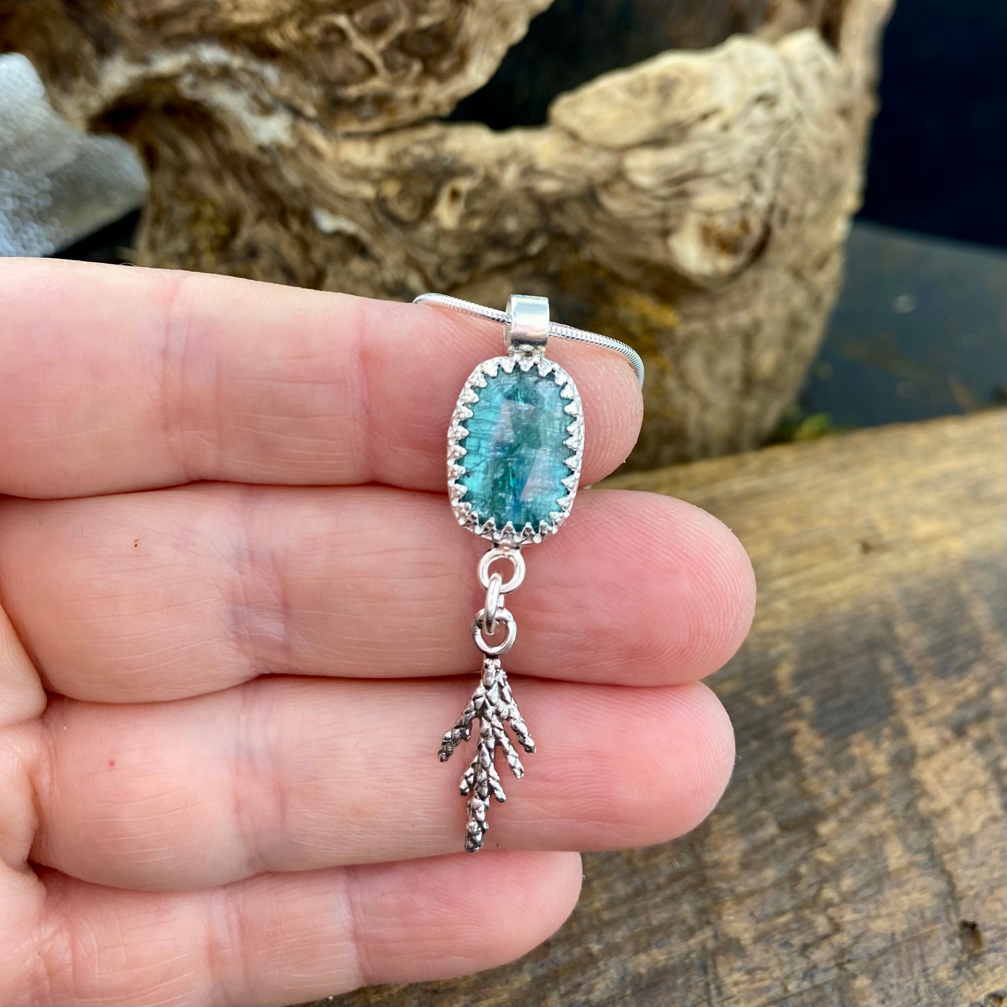 Teal Kyanite Cedar pendant