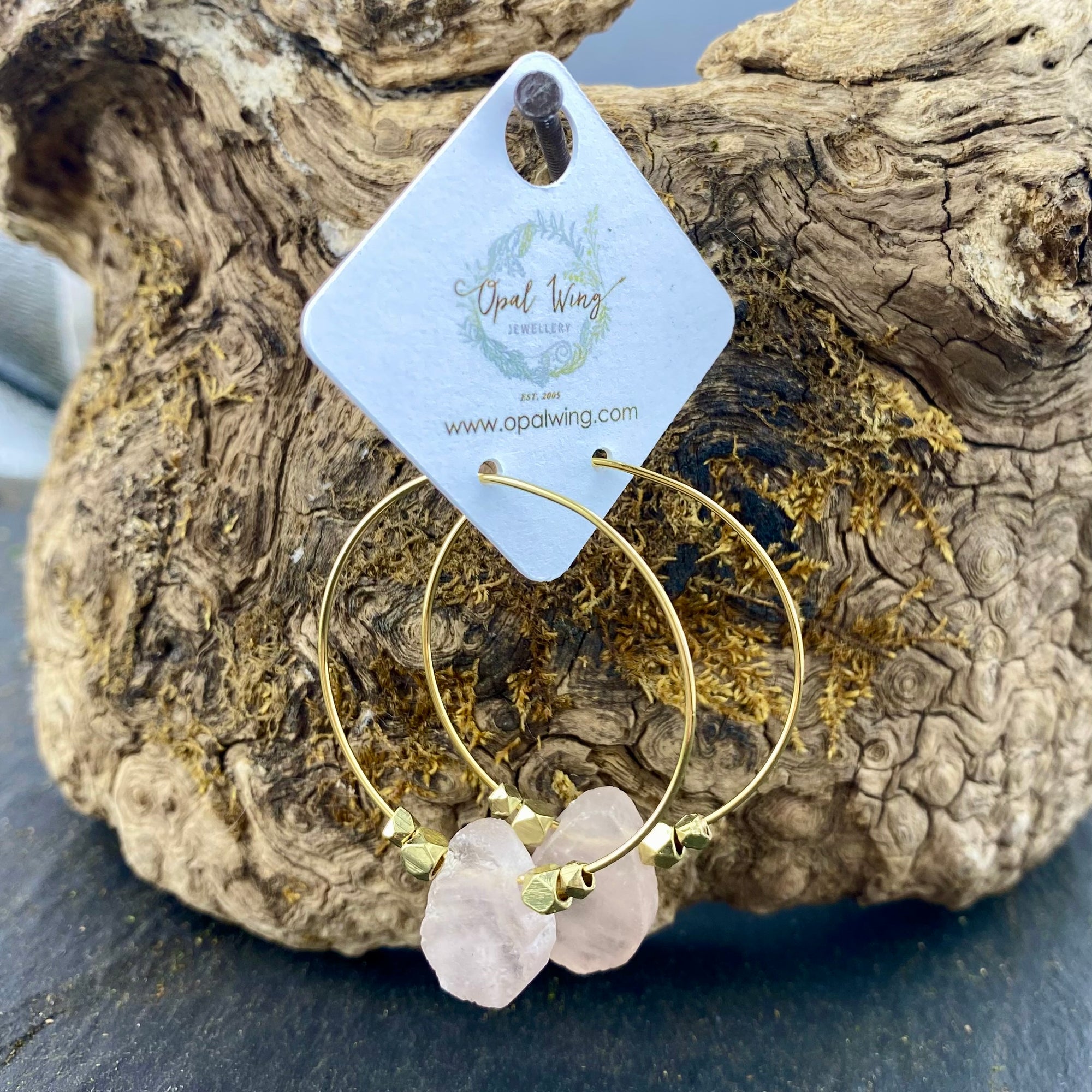 Gold Filled *Selene* earrings with Rose Quartz