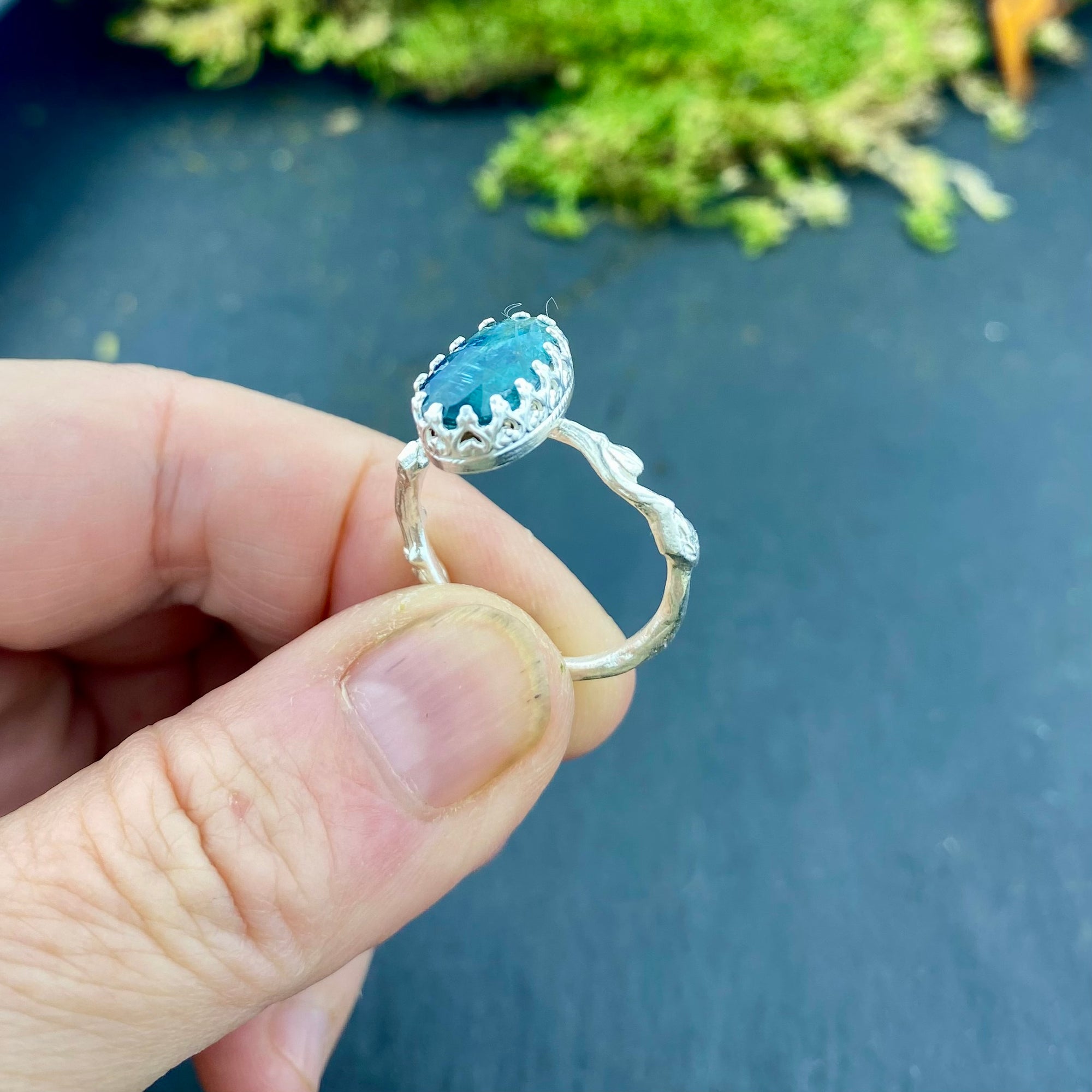 Teal Kyanite Goddess Ring