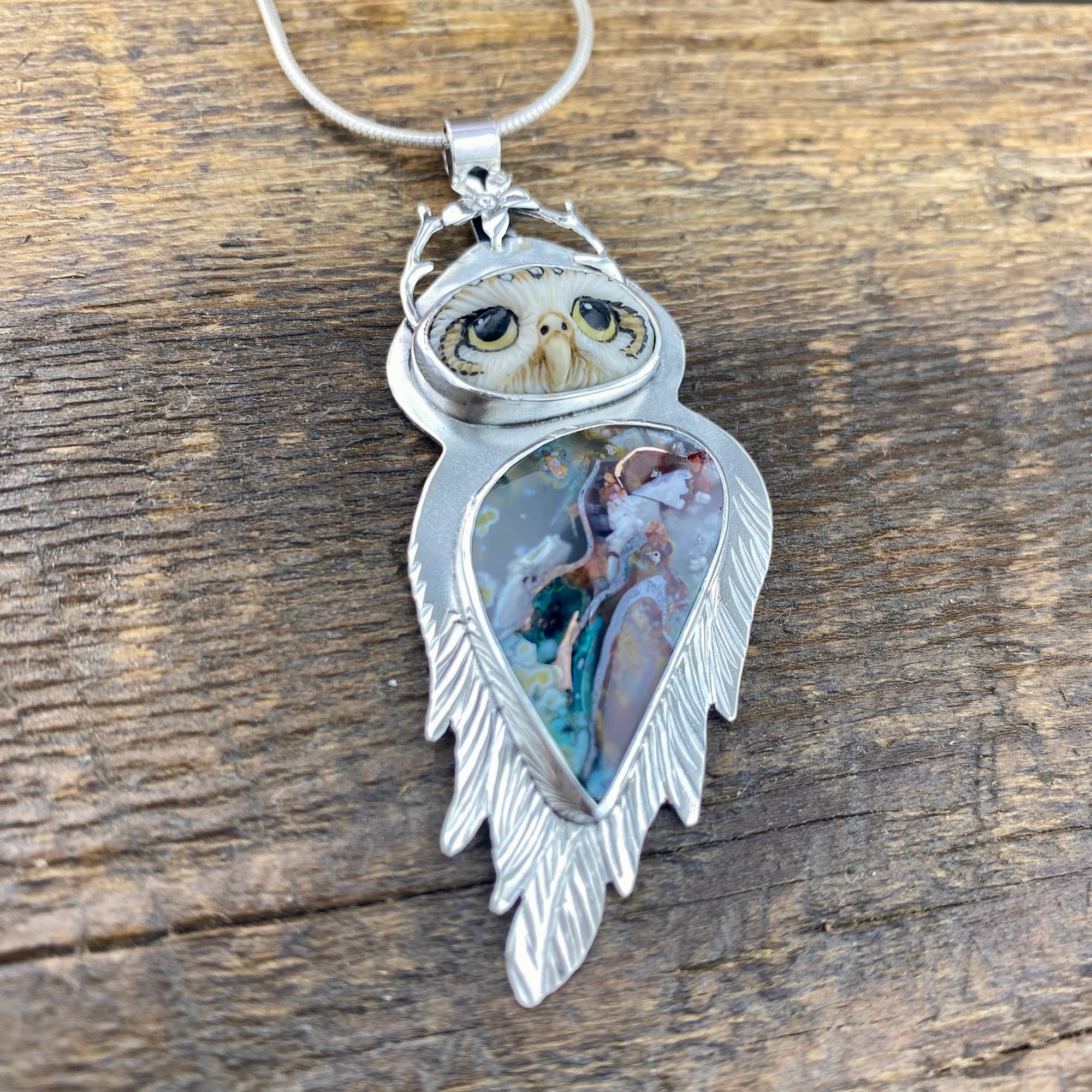 Burrowing Owl Goddess with Gem Silica and Copper