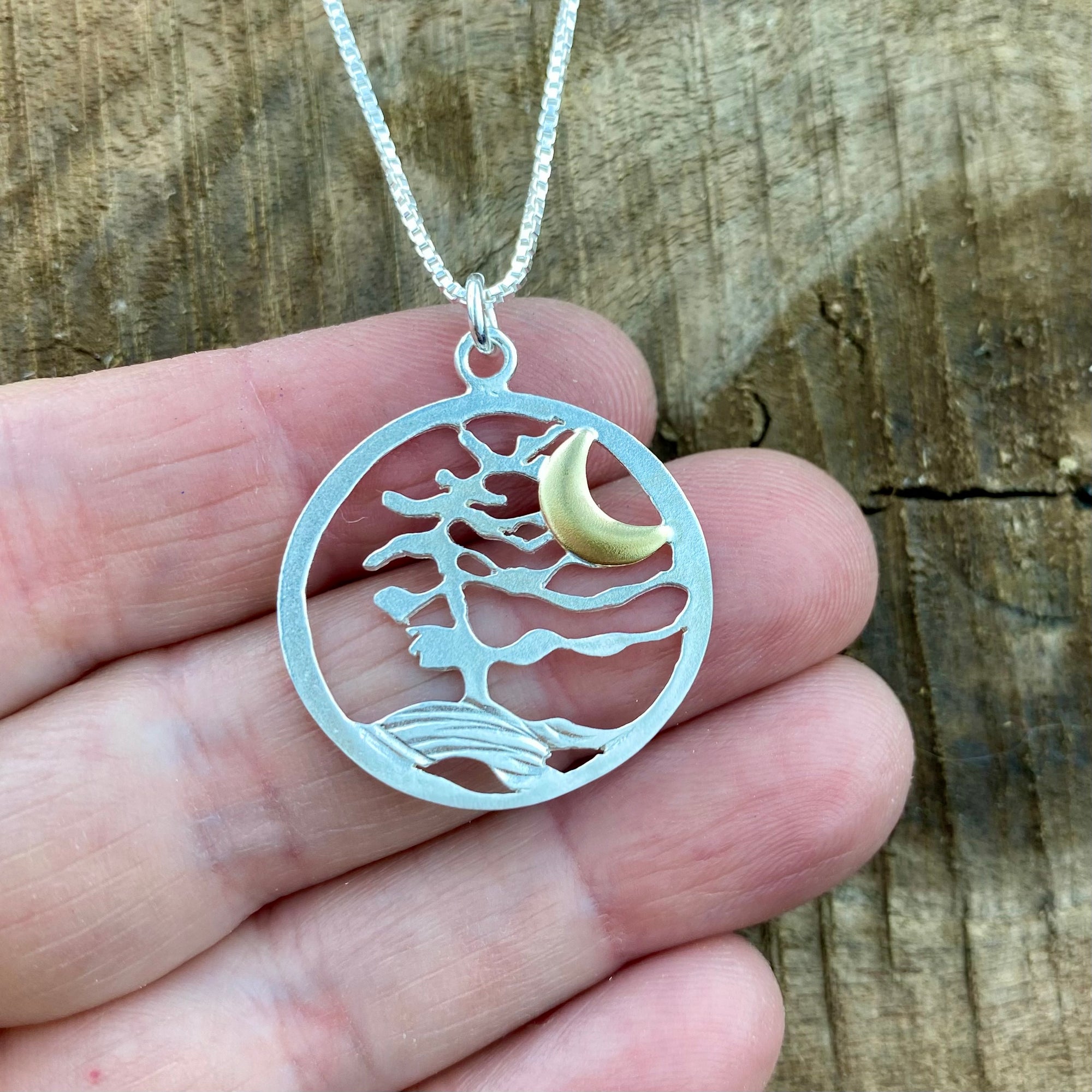 Round moonlit Windswept Georgian Bay Pine Pendant