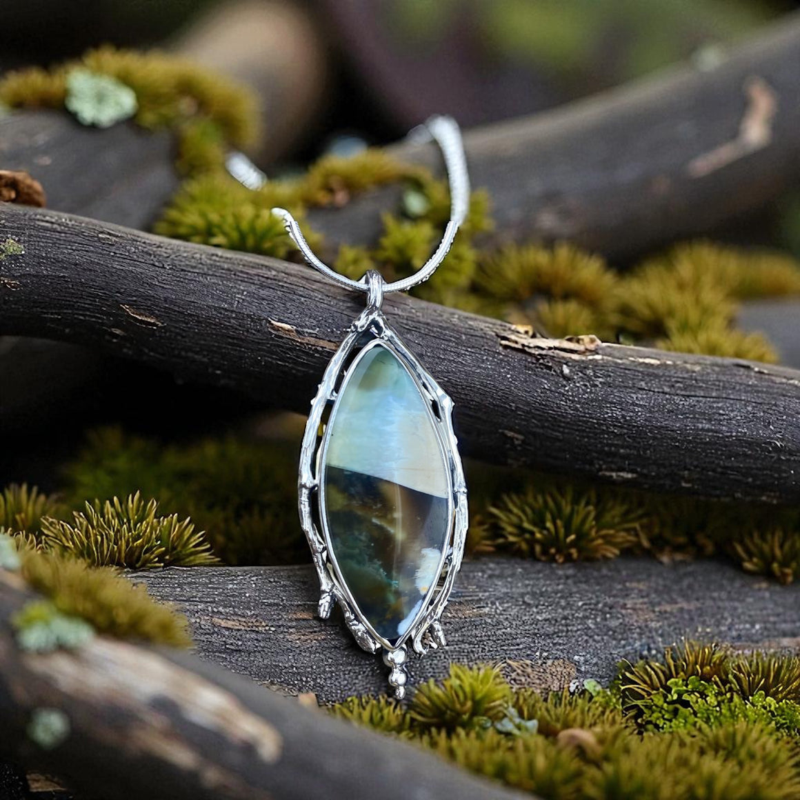 Water reflections Wood Opal Pendant