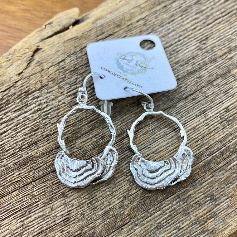 Turkey tail Earrings in Silver