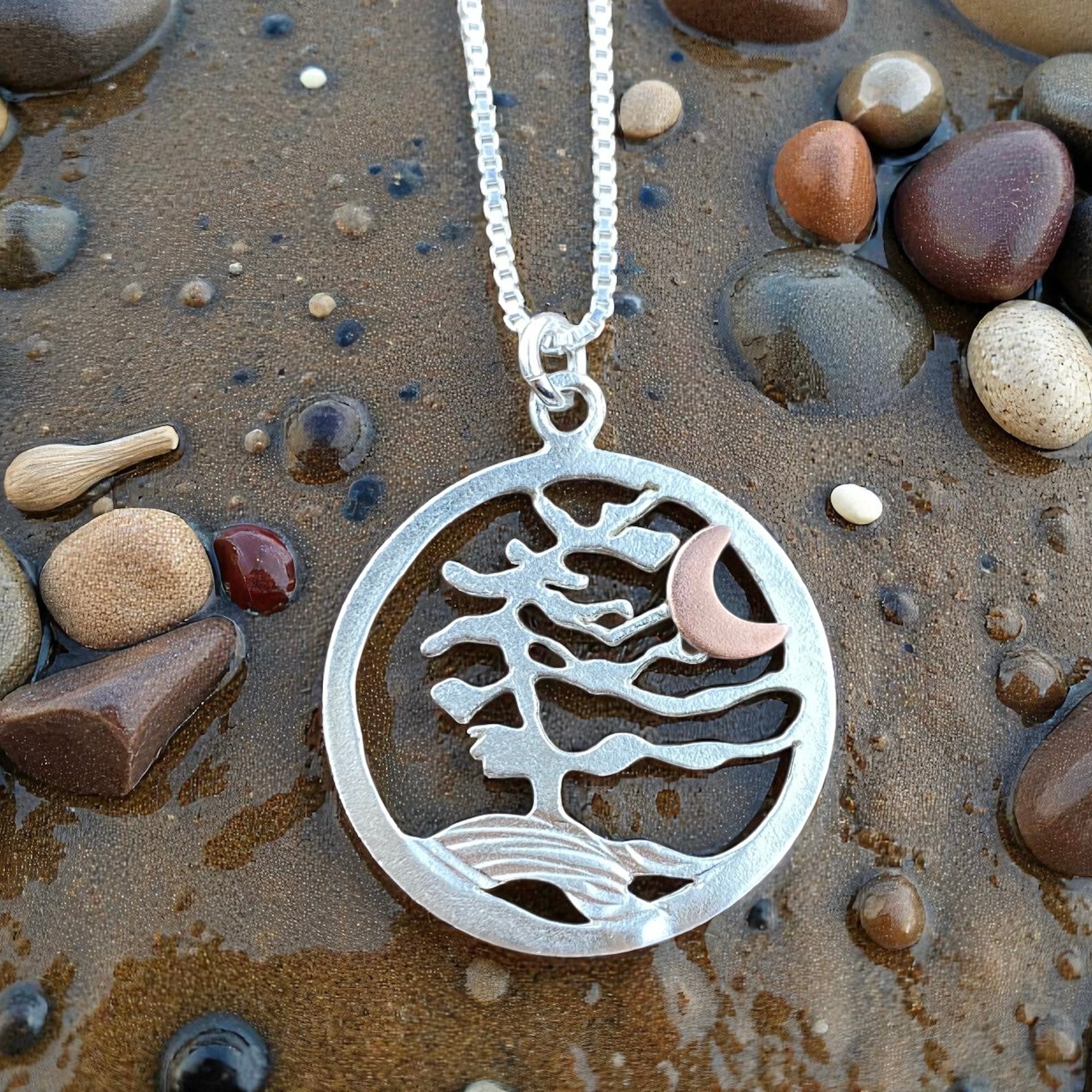 Round moonlit Windswept Georgian Bay Pine Pendant