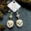 Owl Porcelain earrings with moonstone