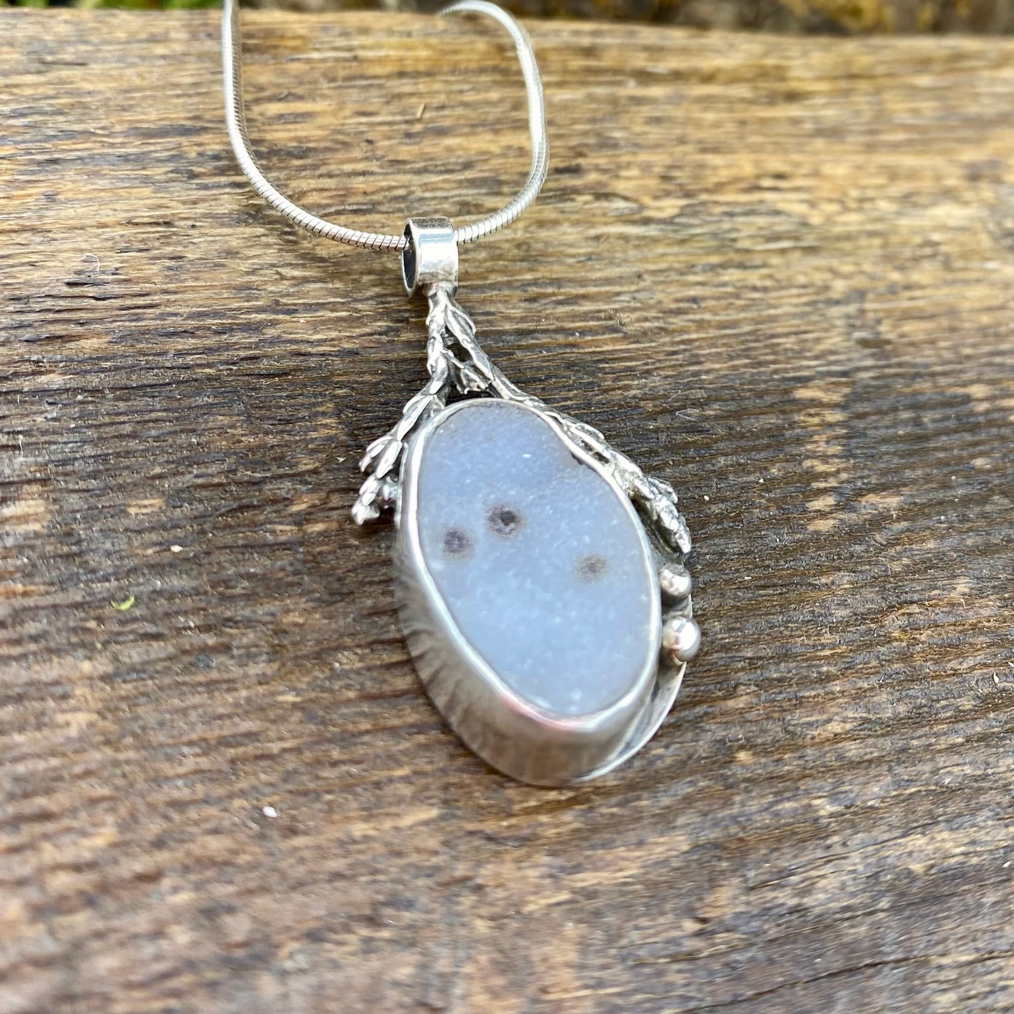 Festive agate drusy cedar medicine pendant