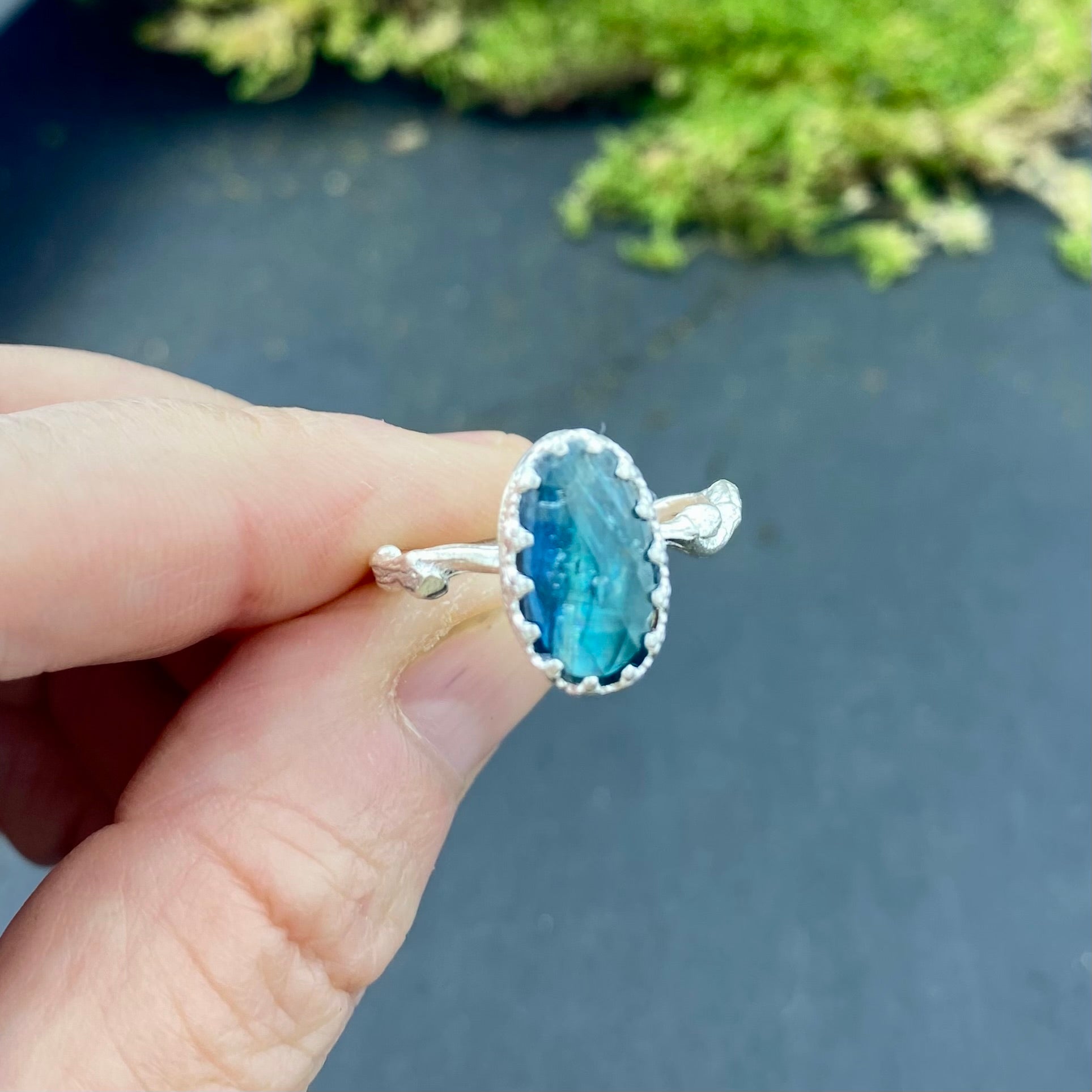 Teal Kyanite Goddess Ring