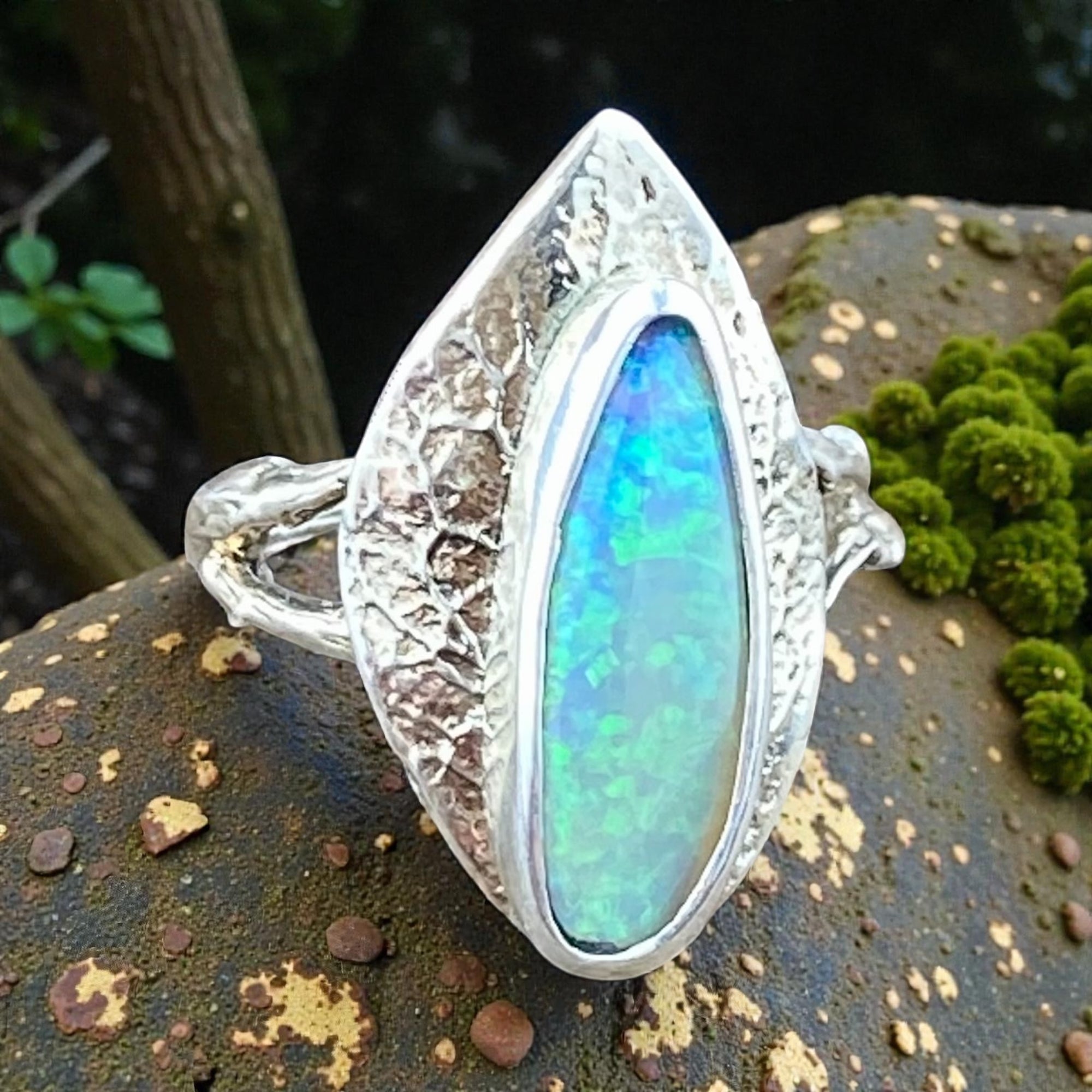 Deep Crystal Fire Opal Alder Ring