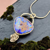 Deep Purple Boulder Opal Rose Pendant