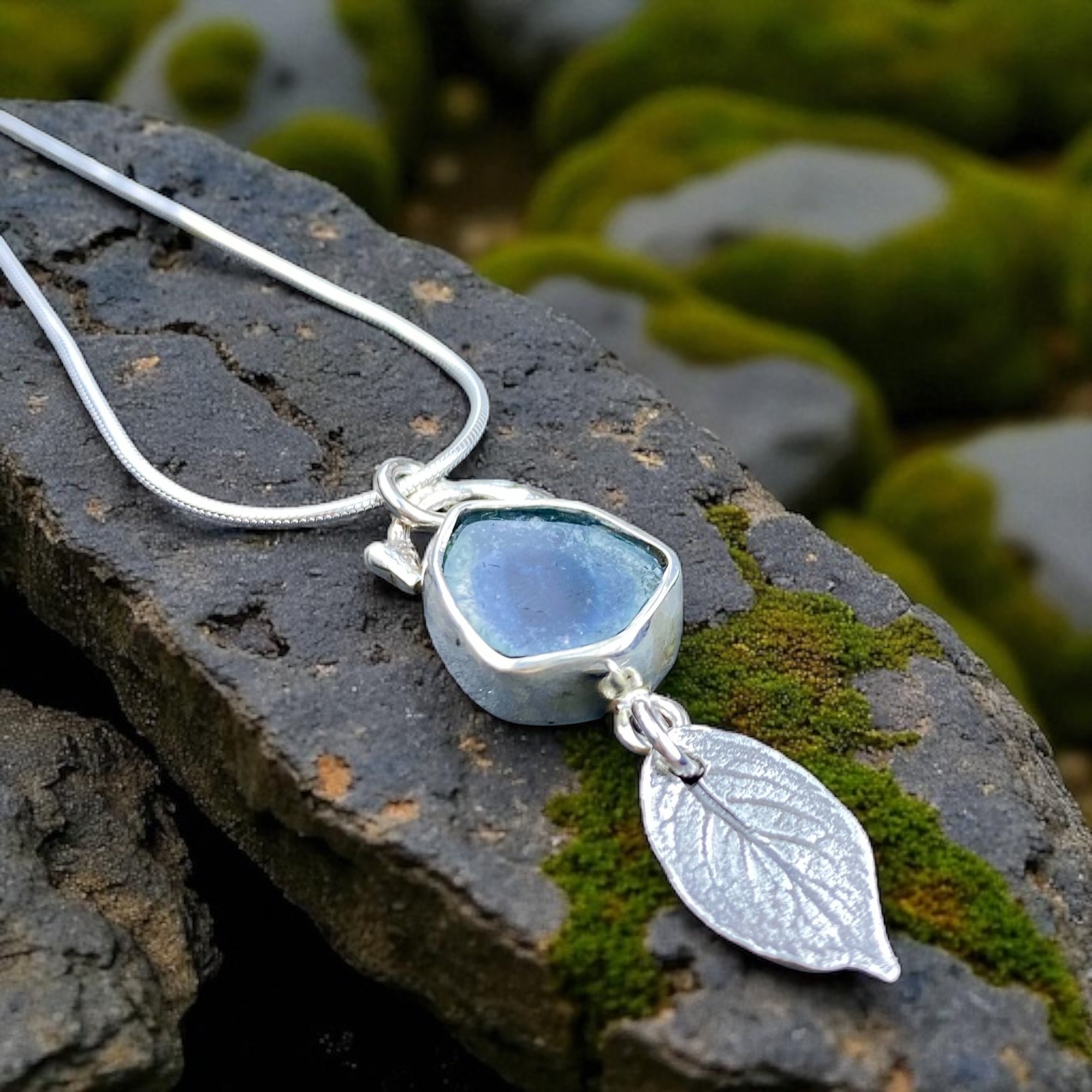 Blue Indicolite Tourmaline Wild Rose Pendant