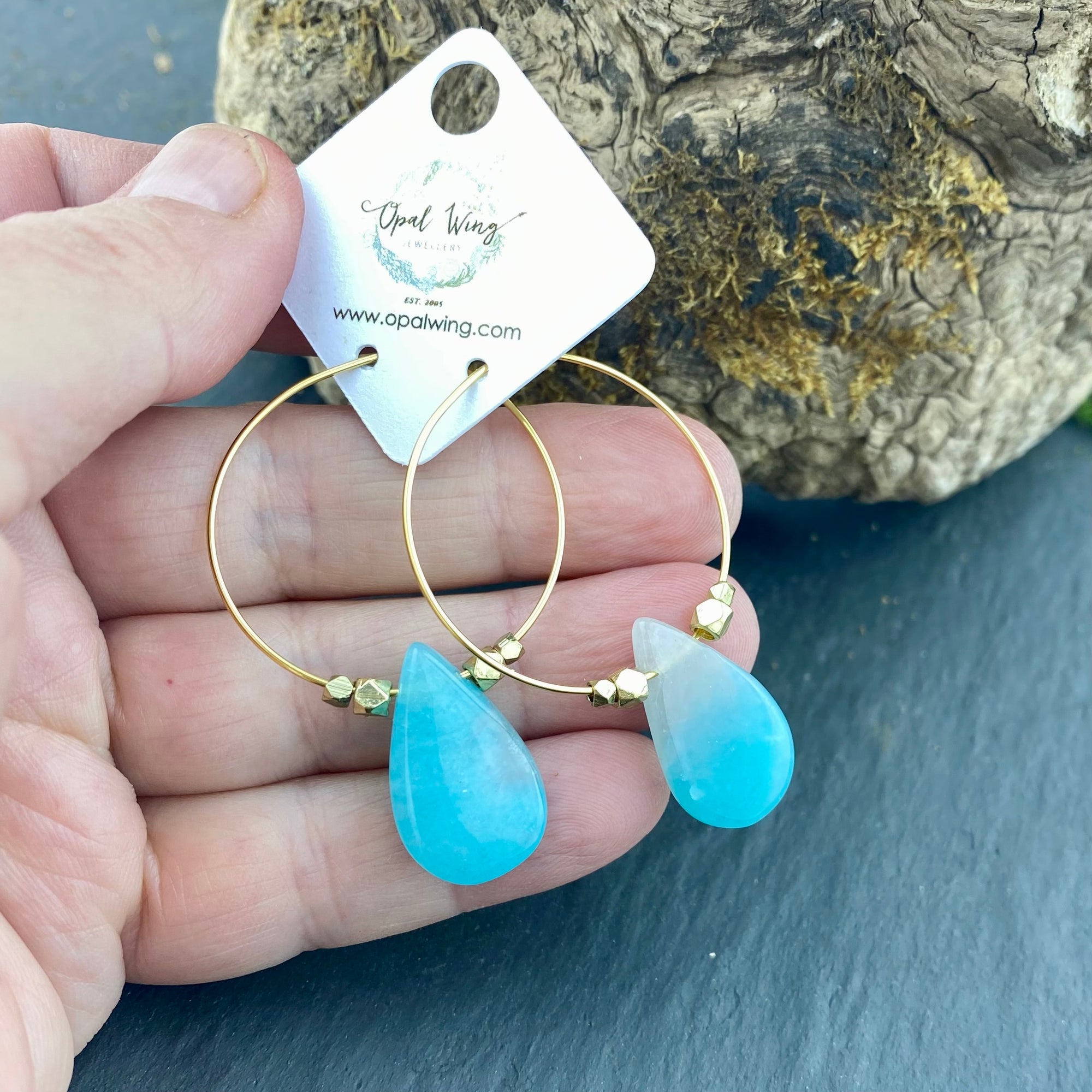 Gold Filled *Selene* earrings with Amazonite