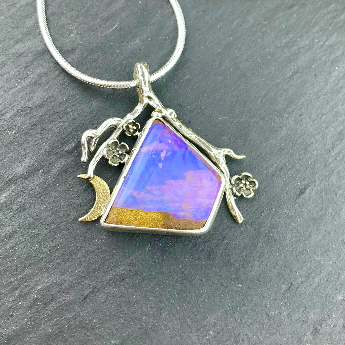 Purple Pipe Boulder Opal Pendant - into the light