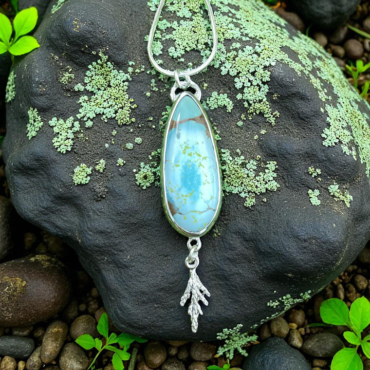 Natural Gobi Turquoise cedar Pendant