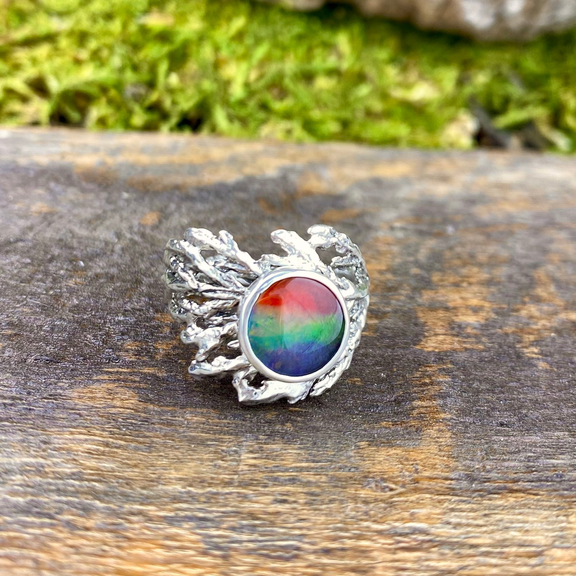 Ammolite woodland cedar ring