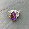 Purple Glow Boulder Pipe Opal Ring