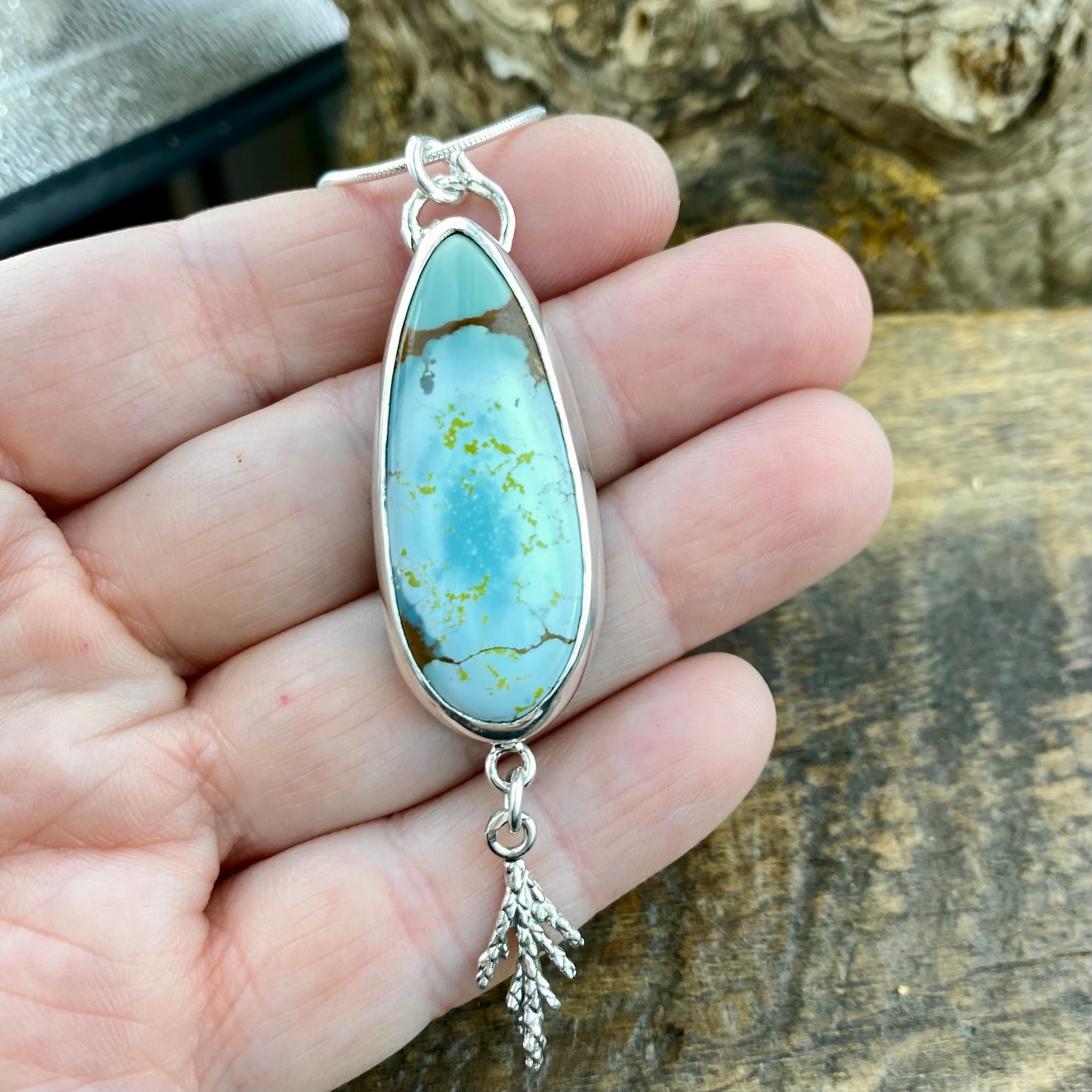 Natural Gobi Turquoise cedar Pendant