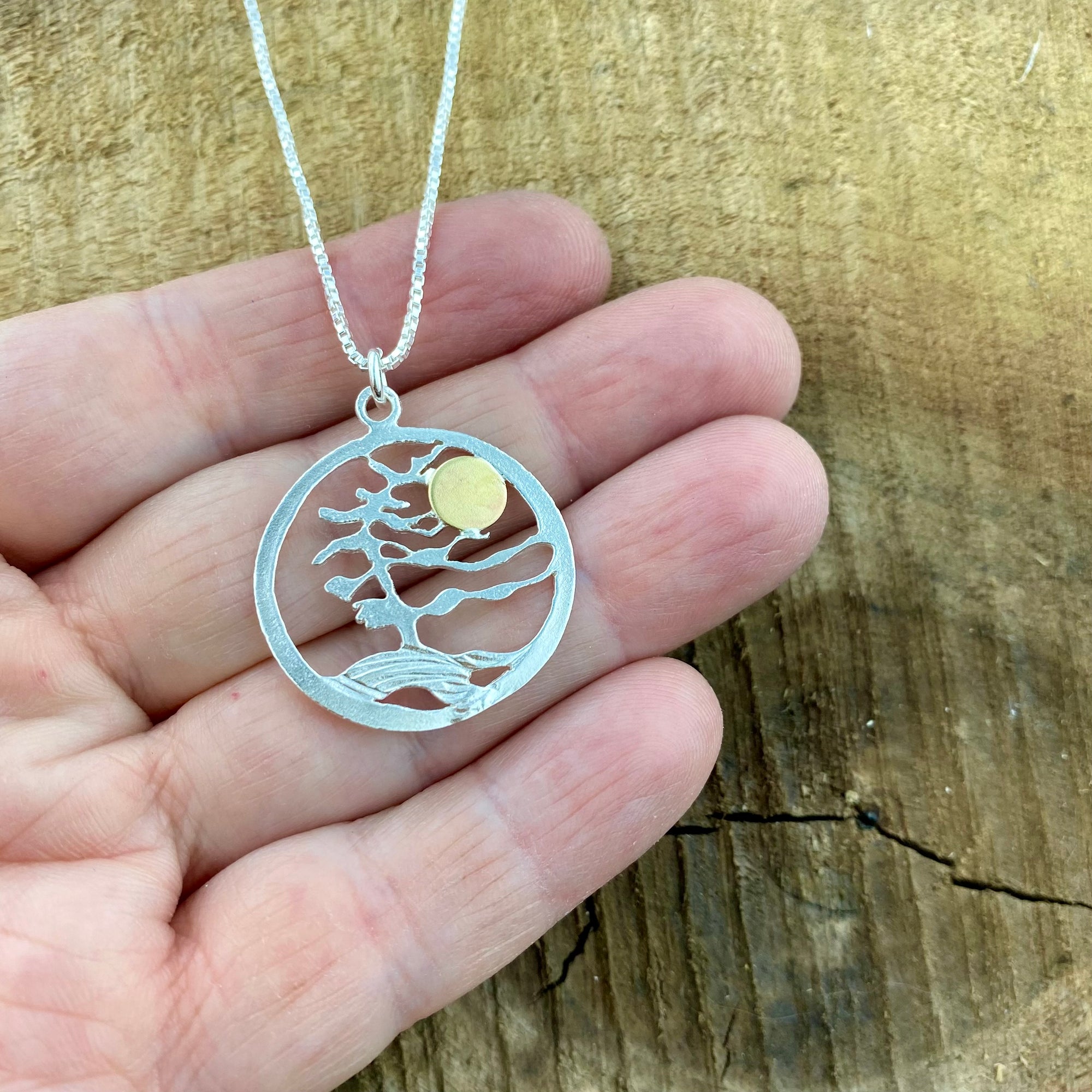 Round Sunset Windswept Georgian Bay Pine Pendant