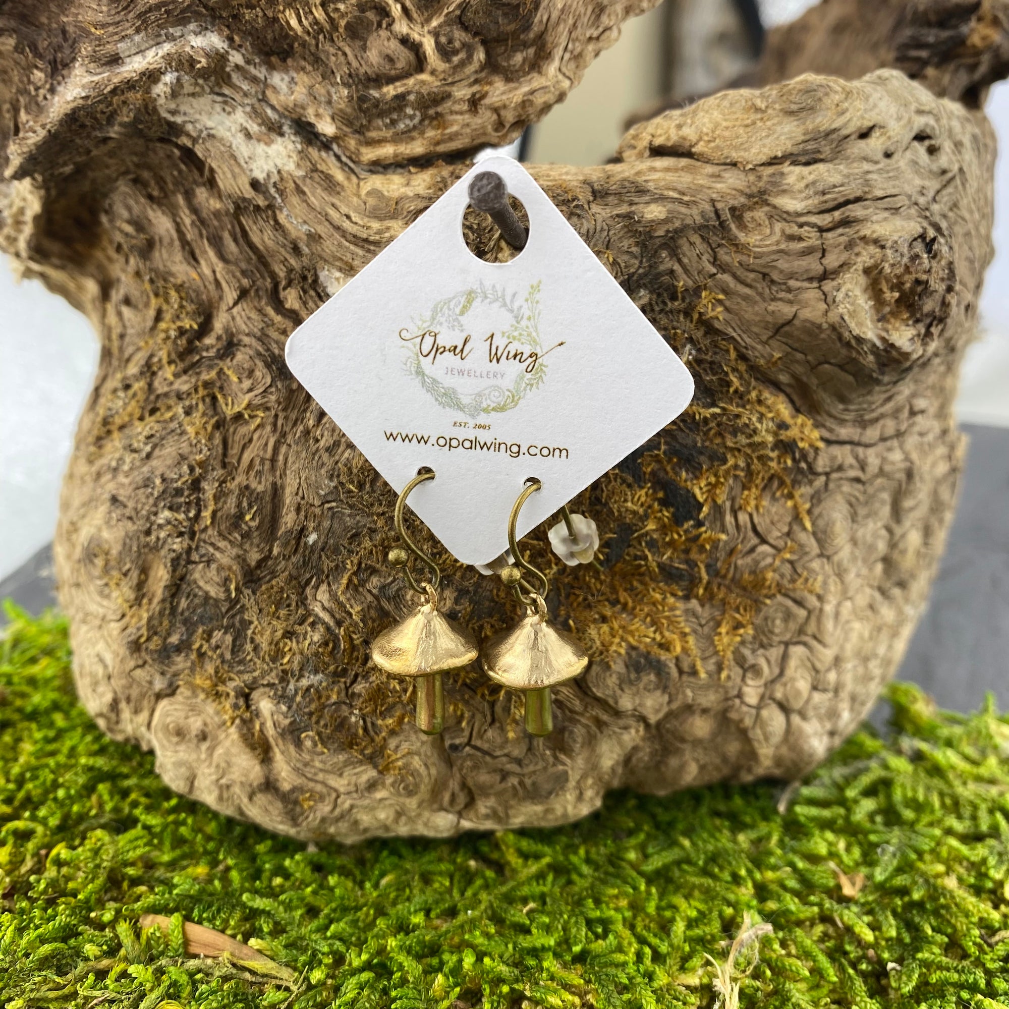 Mushroom Love Earrings in Bronze