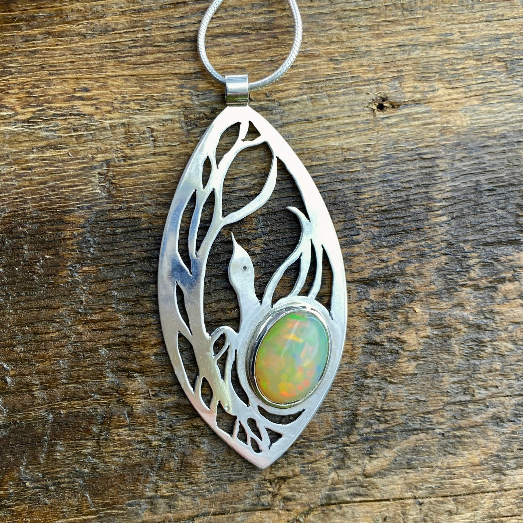 Fire Opal Phoenix Pendant