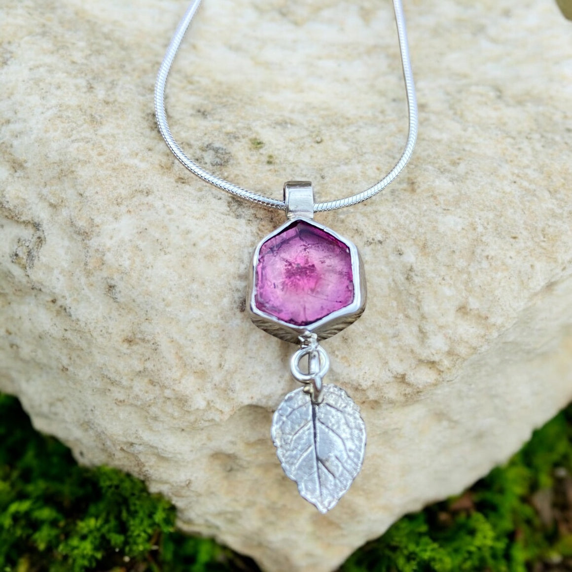 For Vesna ❤️ Pink Tourmaline Slice pendant and lodalite pendant