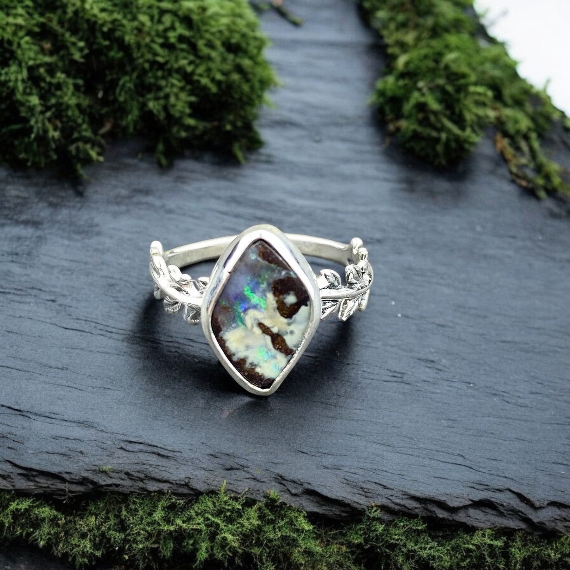 Boulder Opal Bud Ring