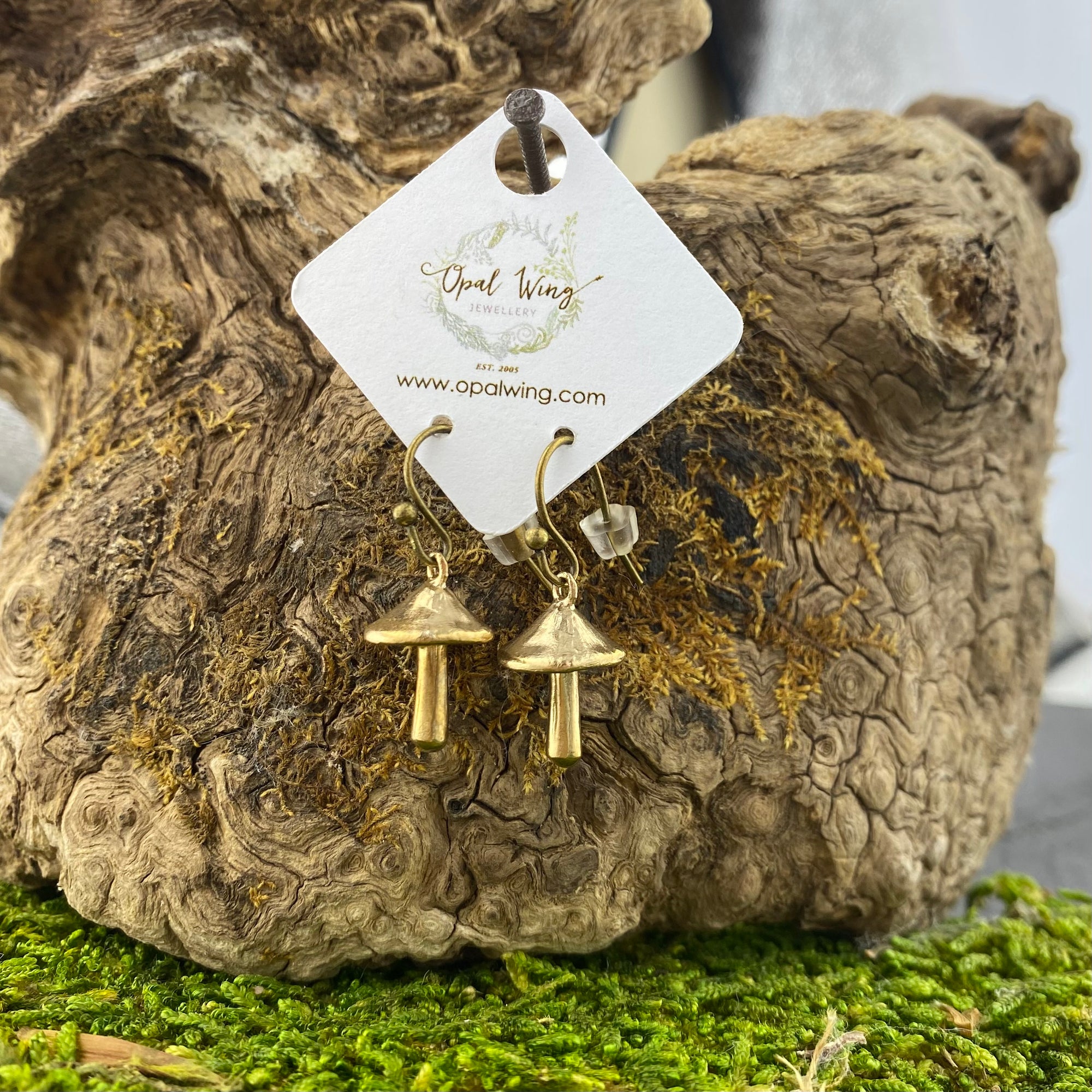 Mushroom Love Earrings in Bronze