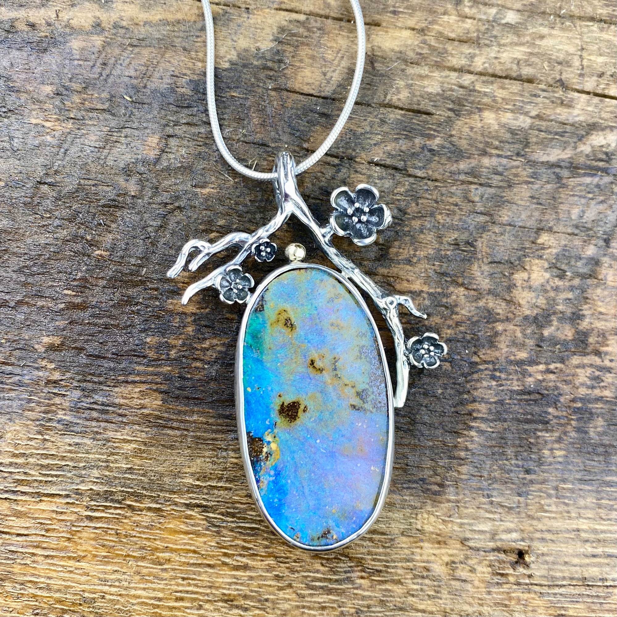 Beautiful Boulder Opal cherry blossom Abundance Pendant