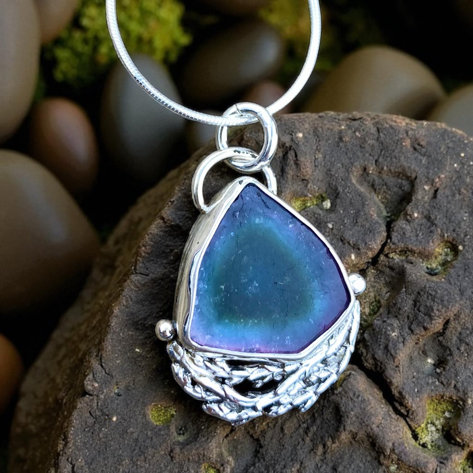 Tri-colour Tourmaline Cedar Sacred Heart Pendant