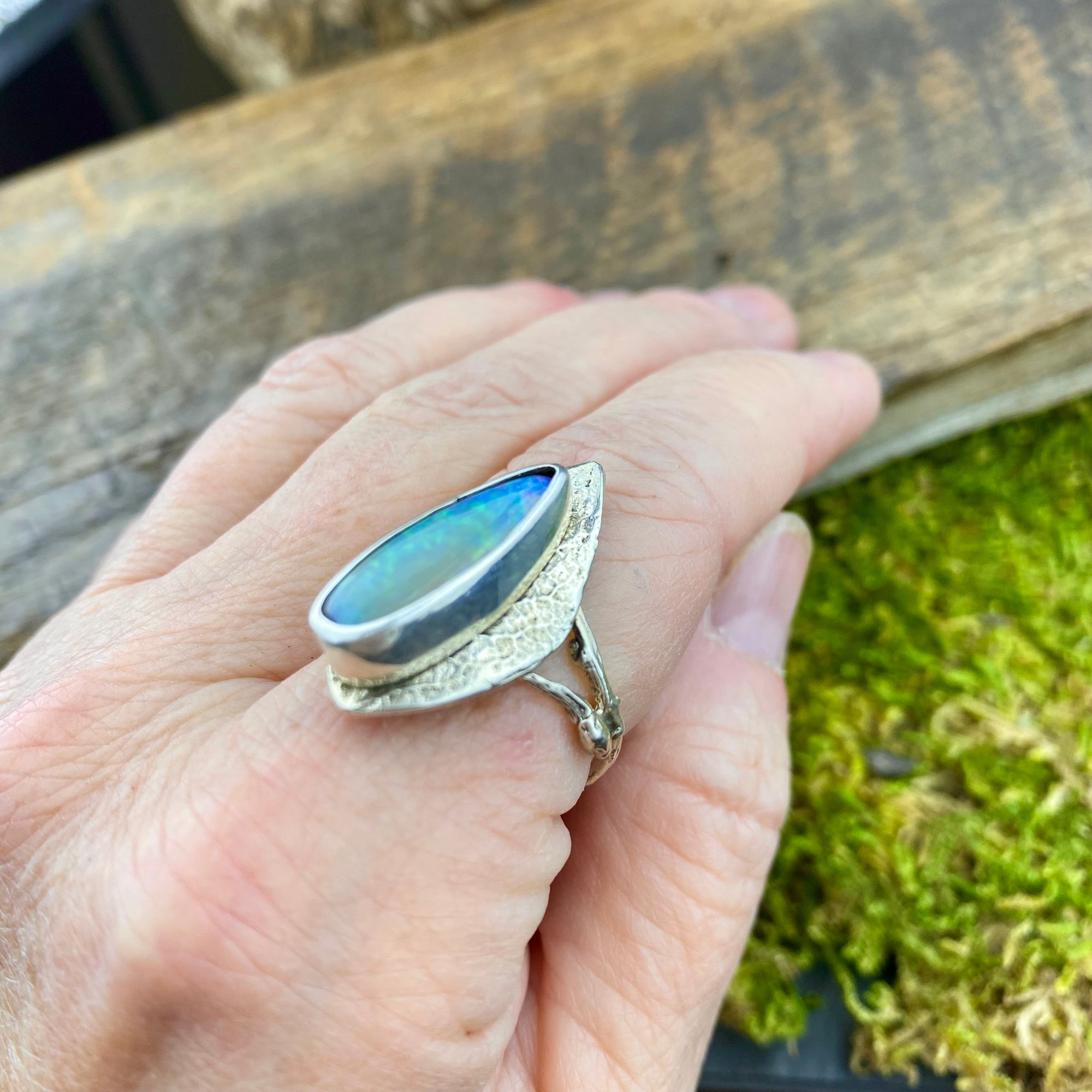 Deep Crystal Fire Opal Alder Ring