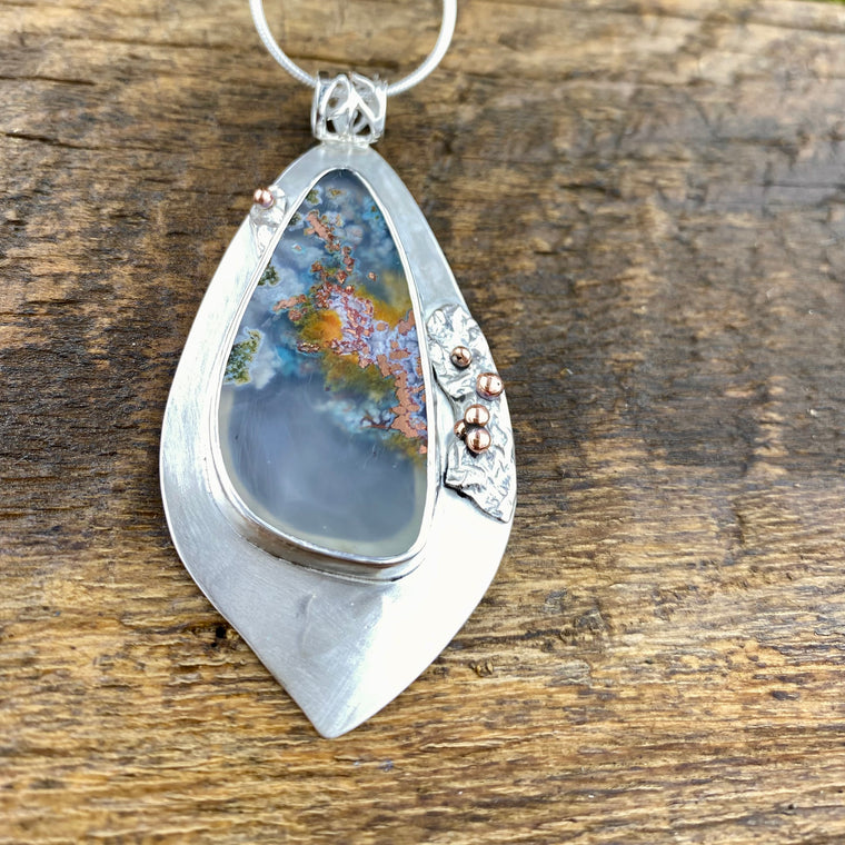 Gem Silica Chrysocolla with Copper Pendant