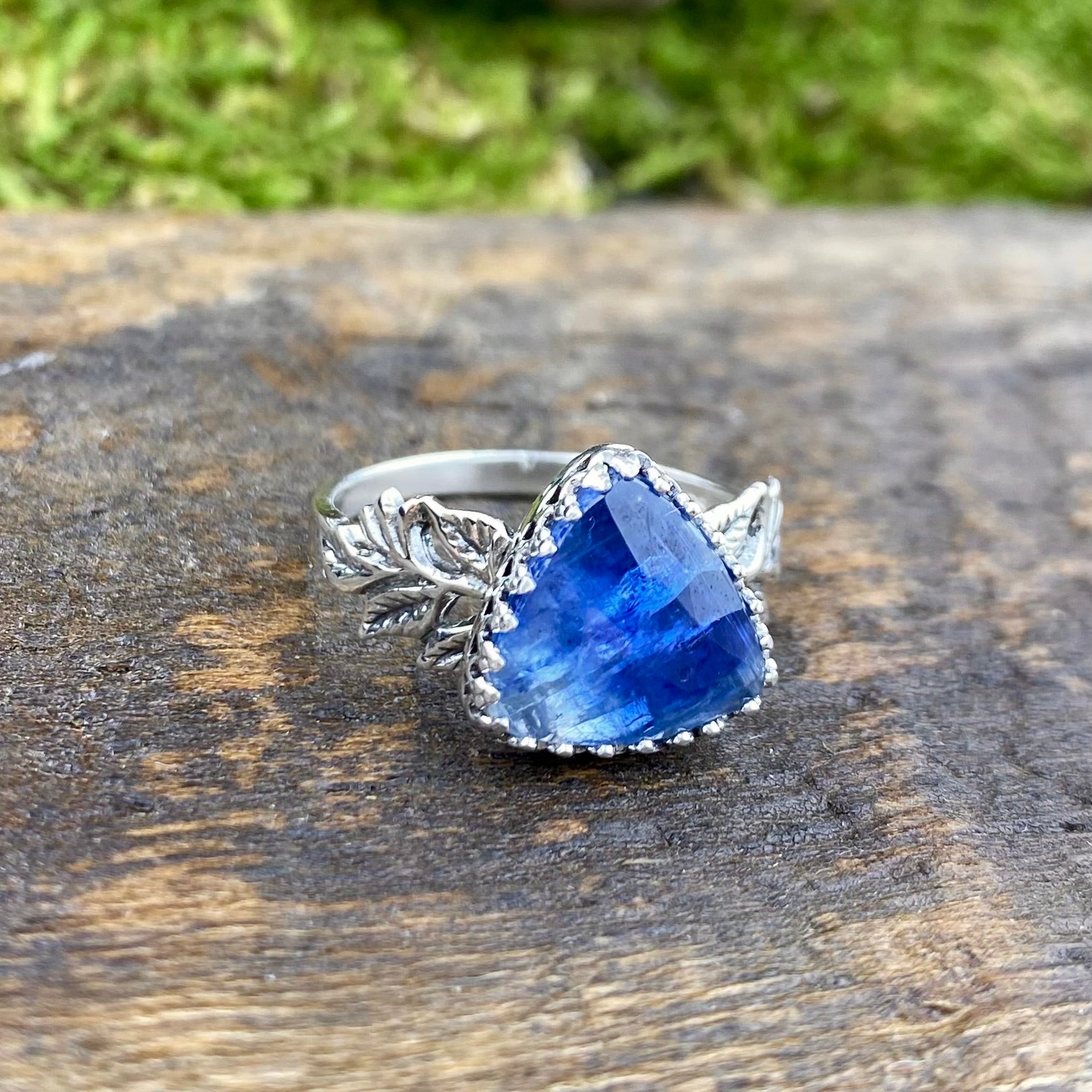 Blue Kyanite trinity Goddess Ring
