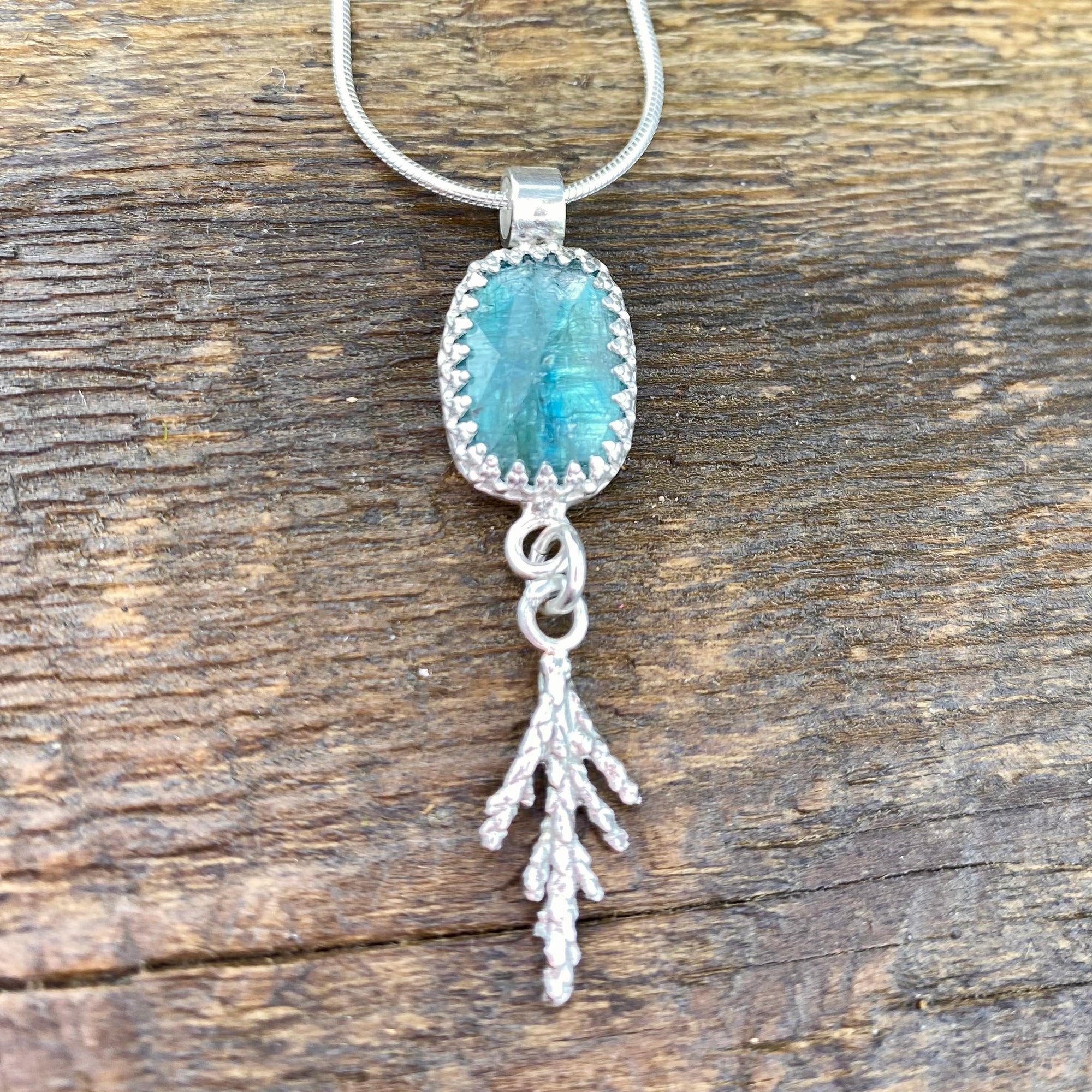 Teal Kyanite Cedar pendant