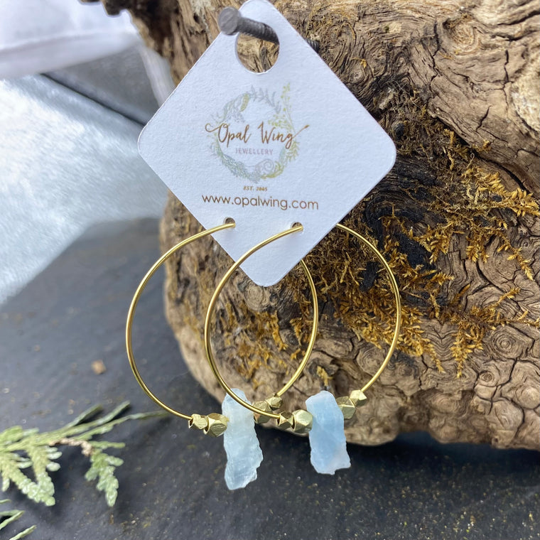 Gold Filled *Selene* earrings with Aquamarine