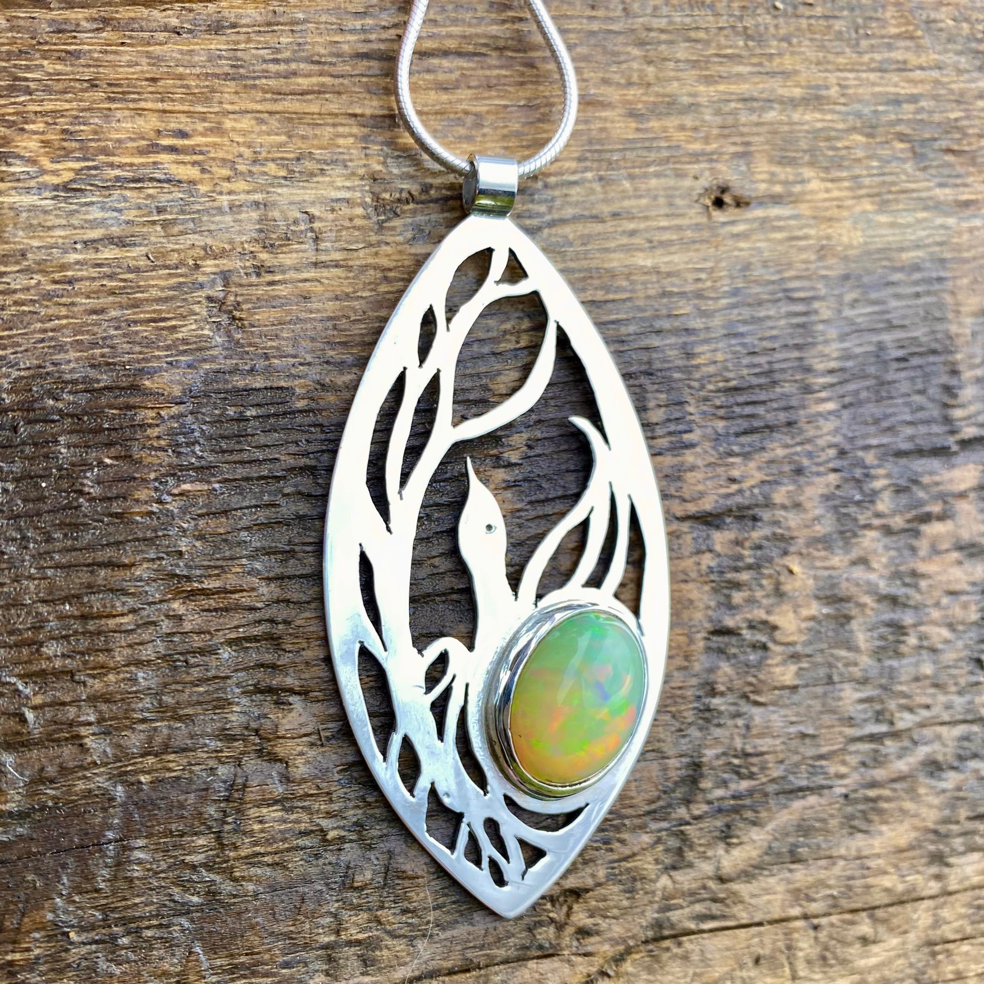 Fire Opal Phoenix Pendant