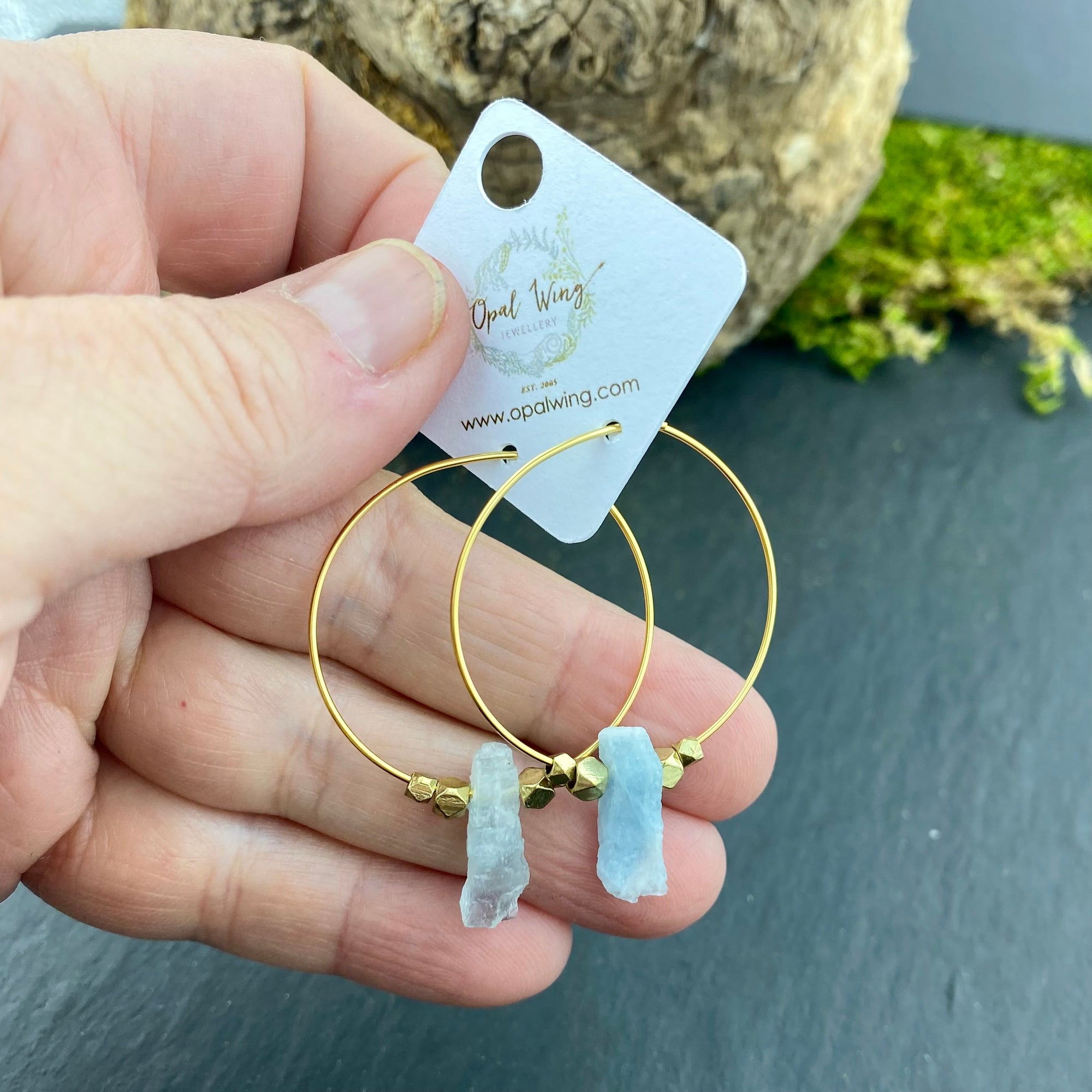 Gold Filled *Selene* earrings with Aquamarine