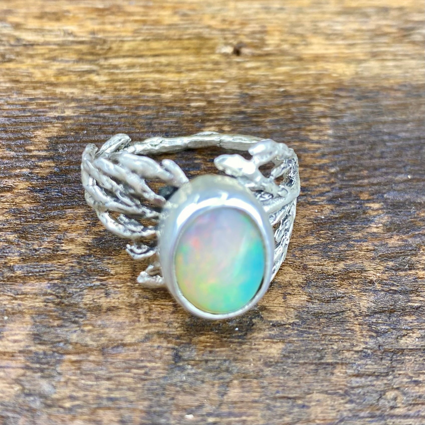 Bright Ethiopian Welo Opal Cedar Ring