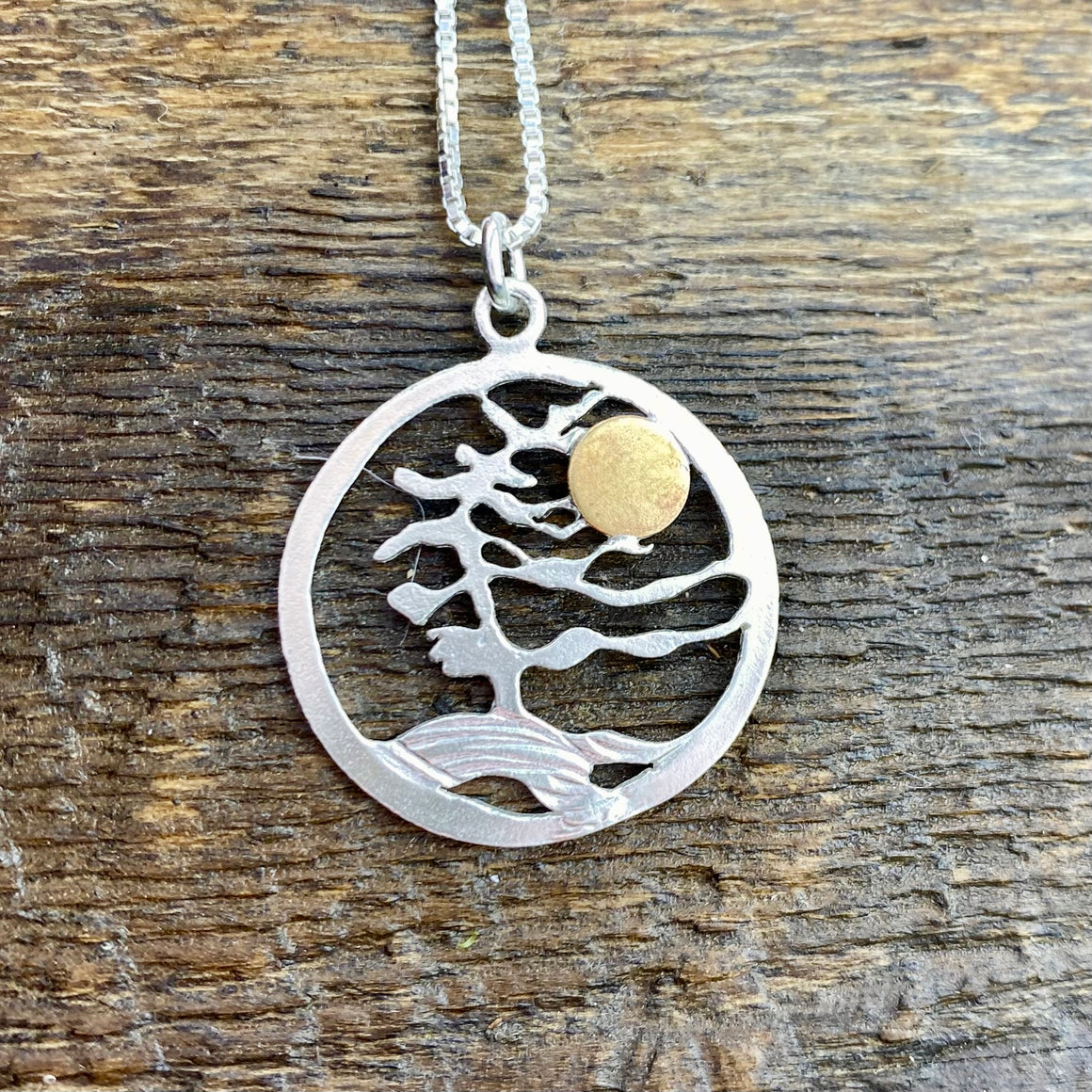 Round Sunset Windswept Georgian Bay Pine Pendant