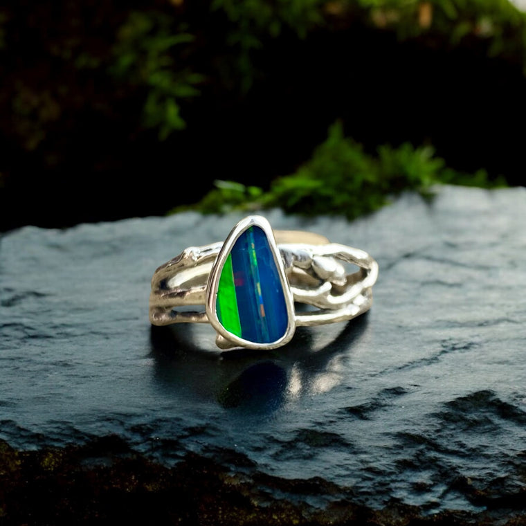 Black Opal Woodland Ring