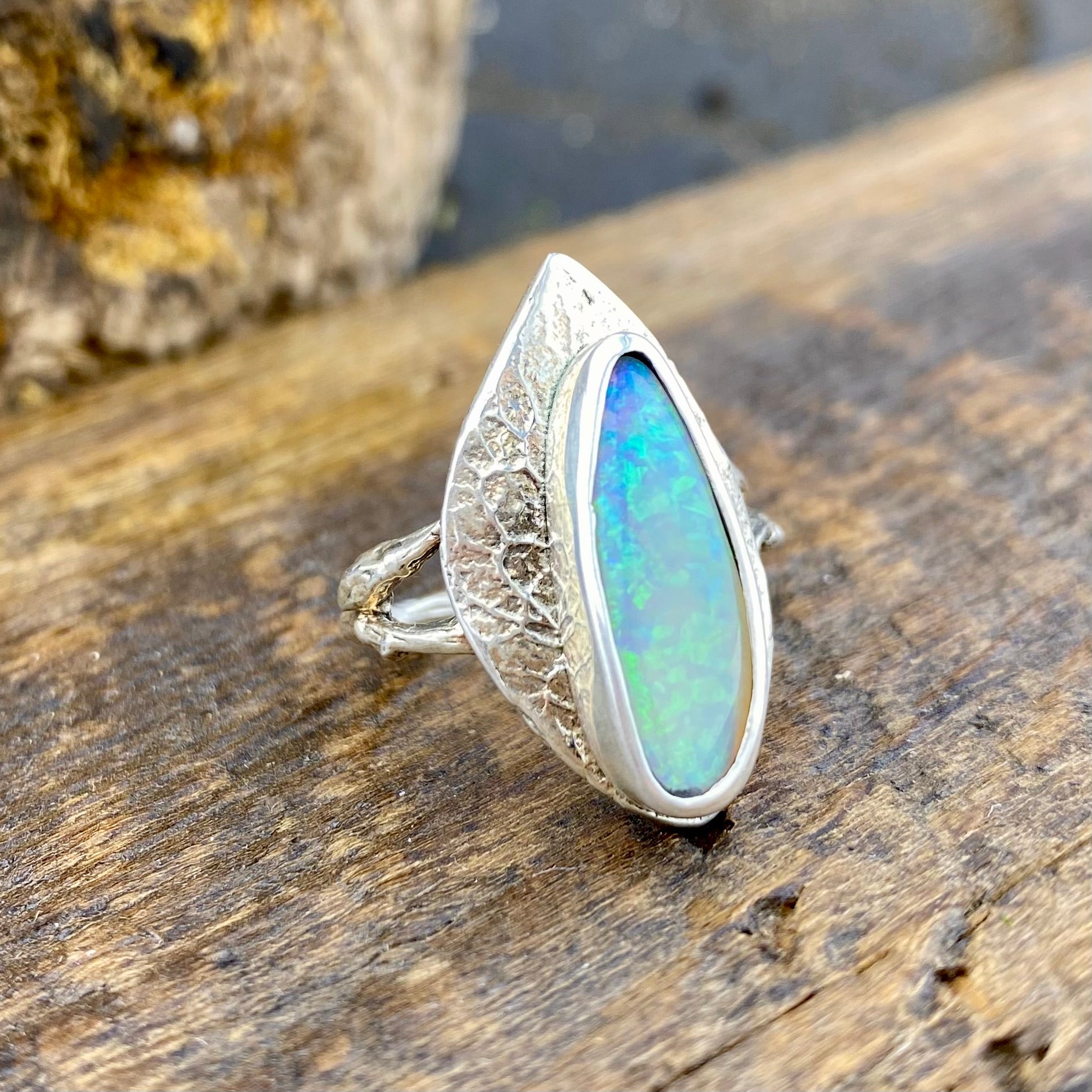 Deep Crystal Fire Opal Alder Ring