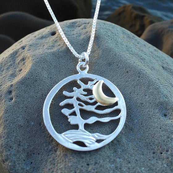Round moonlit Windswept Georgian Bay Pine Pendant