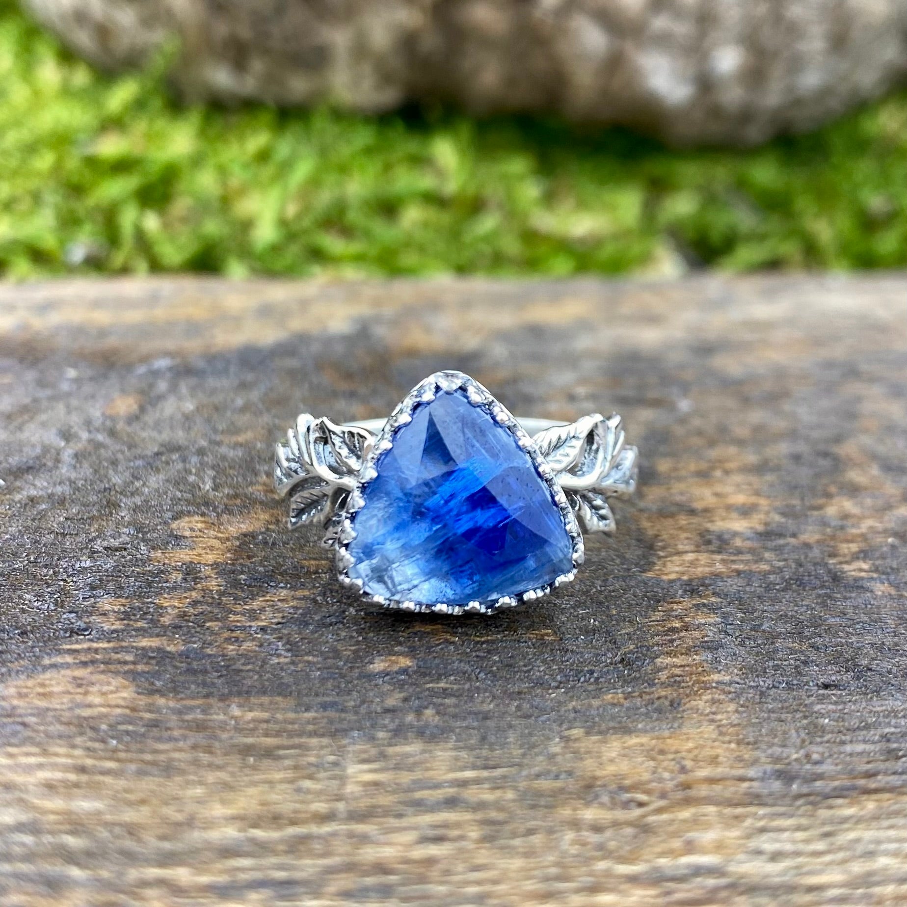 Blue Kyanite trinity Goddess Ring
