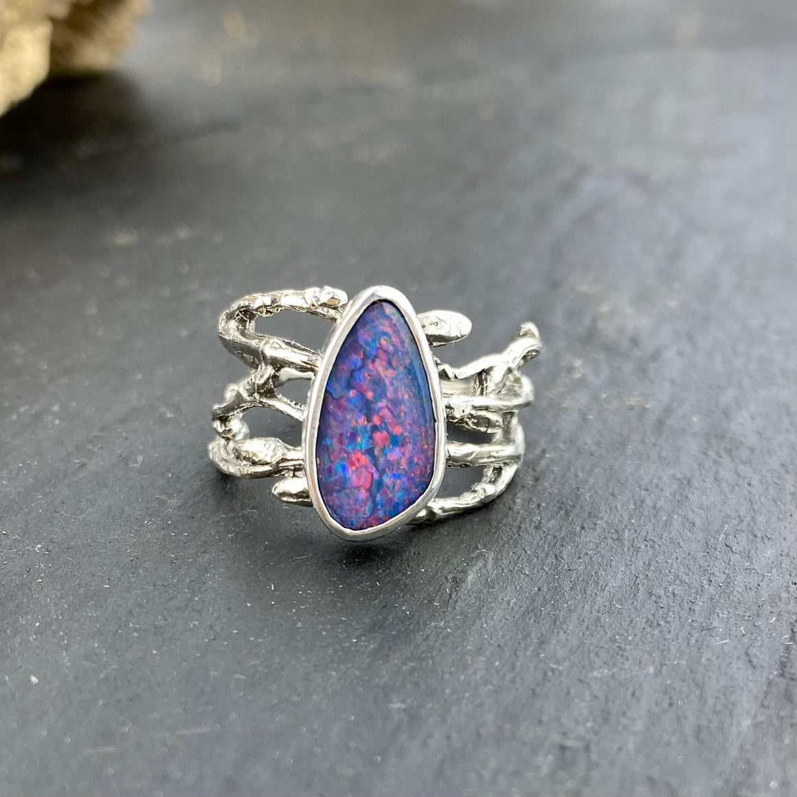 Sparkle Boulder Opal Woodland Ring