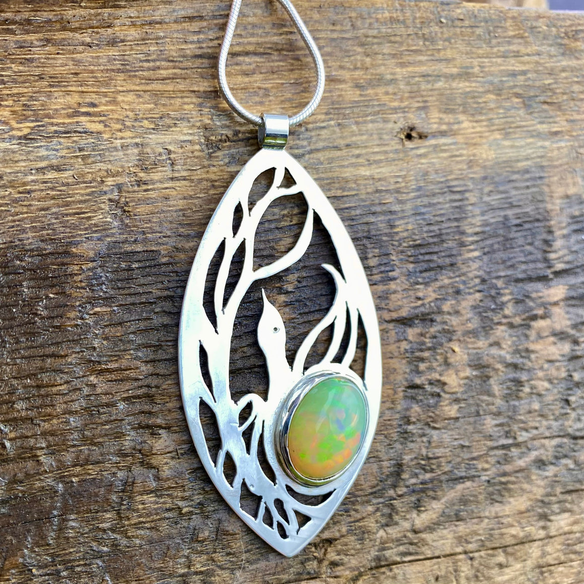 Fire Opal Phoenix Pendant
