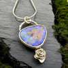 Deep Purple Boulder Opal Rose Pendant