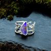 Beautiful iridescent purple Pipe Boulder Opal Ring