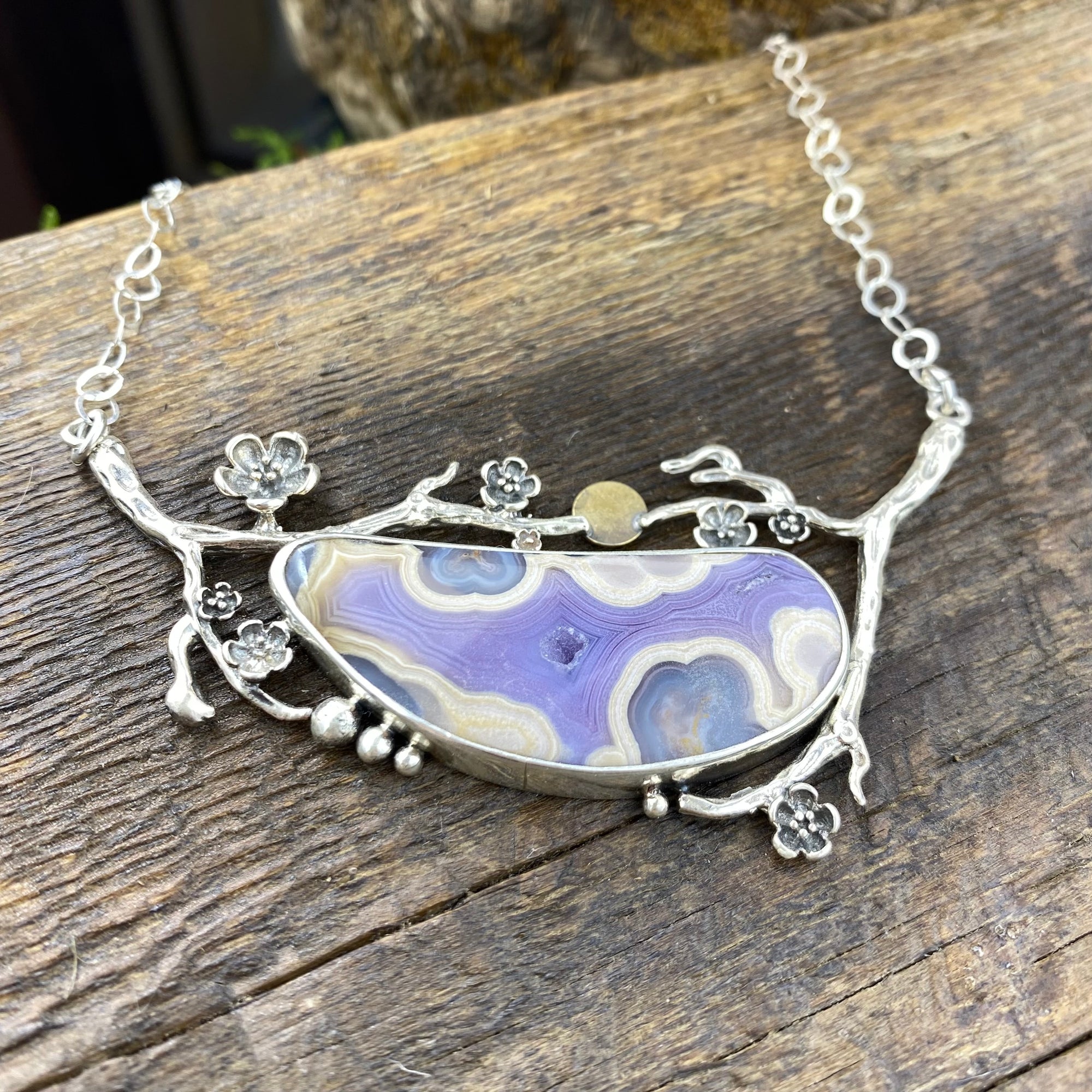 Agua Nueva Agate cherry blossom Pendant