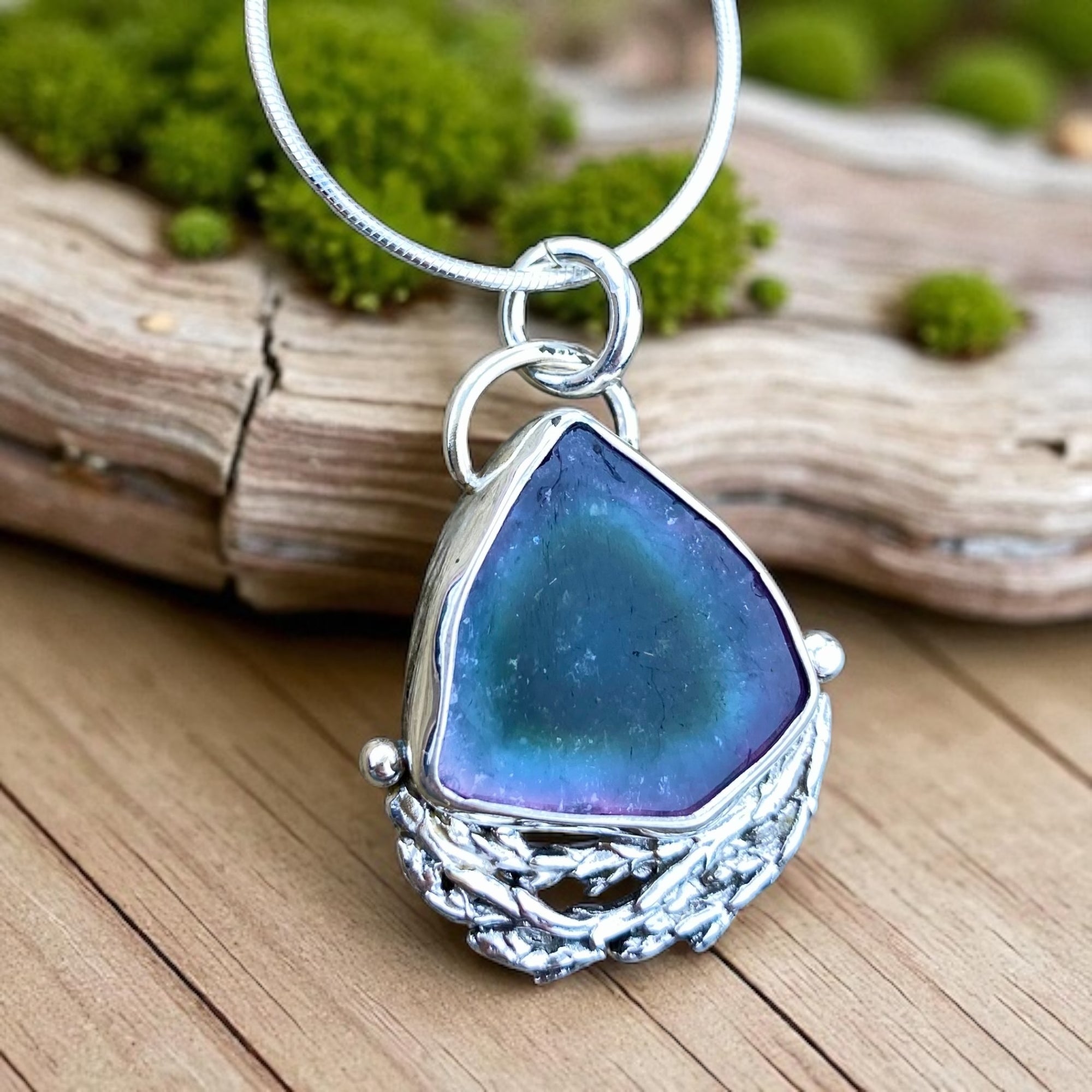 Tri-colour Tourmaline Cedar Sacred Heart Pendant