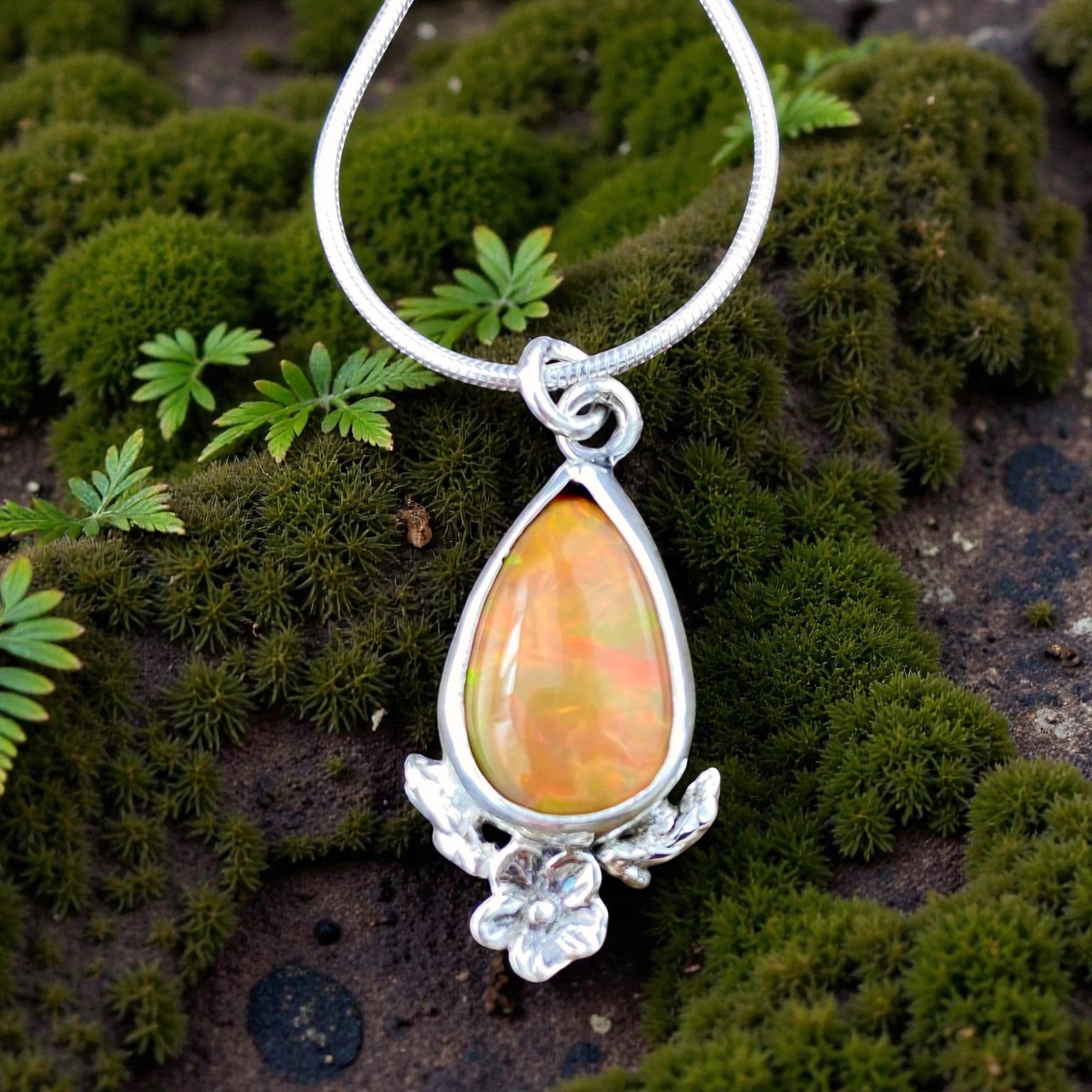 Deep Fire Welo Opal Pendant