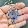 Deep Purple Boulder Opal Rose Pendant