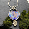 Deep Purple Boulder Opal Rose Pendant